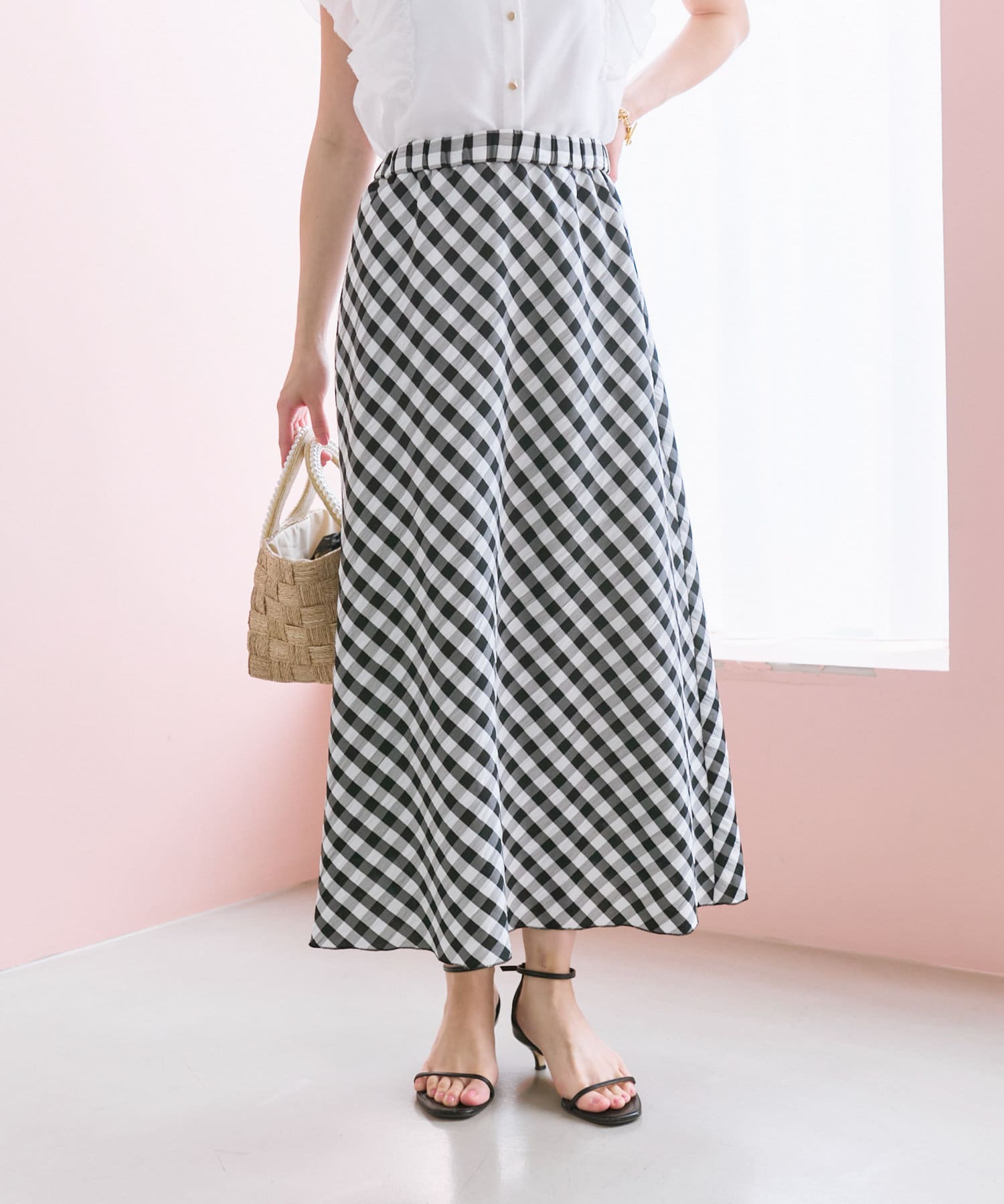 OUTLET(アウトレット) 【La boutique BonBon】ギンガムチェックバイアススカート