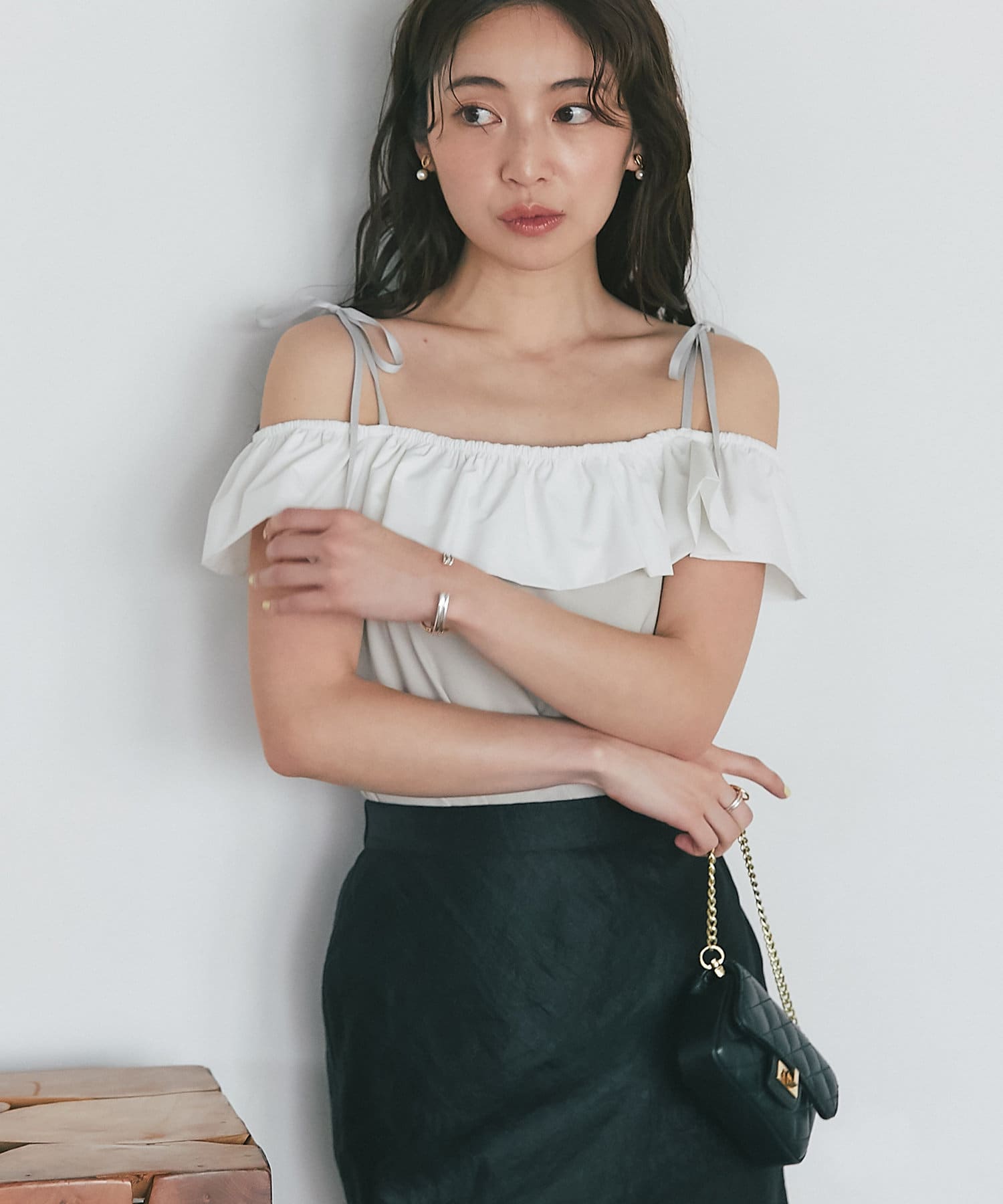 OUTLET(アウトレット) 【La boutique BonBon】バイカラーフリルノースリカットソー