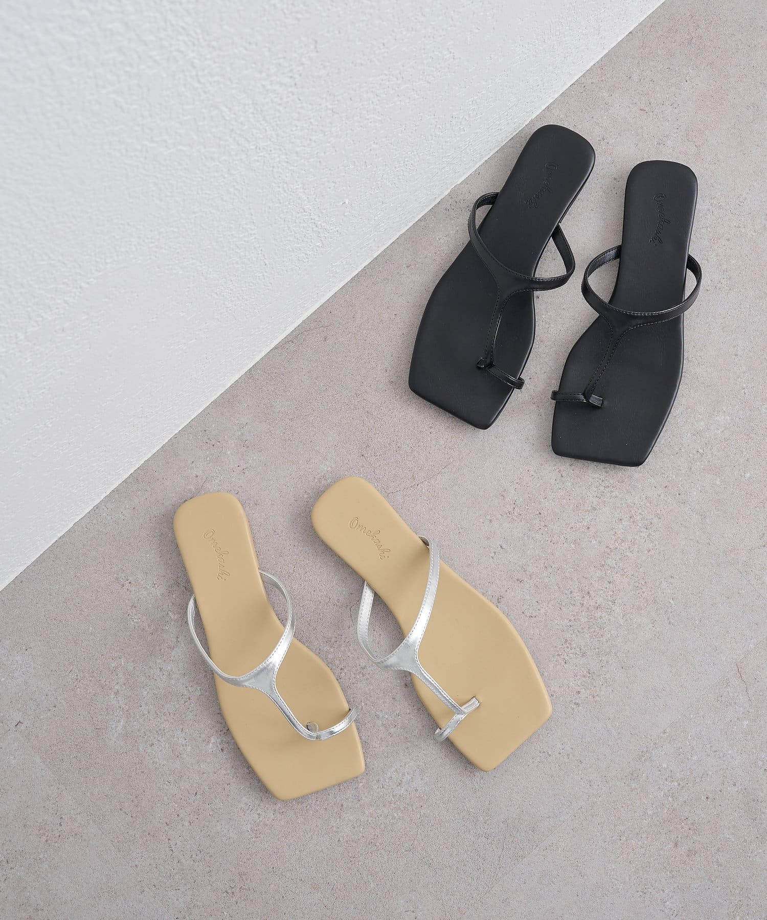 OUTLET(アウトレット) 【Omekashi】フラットトングサンダル