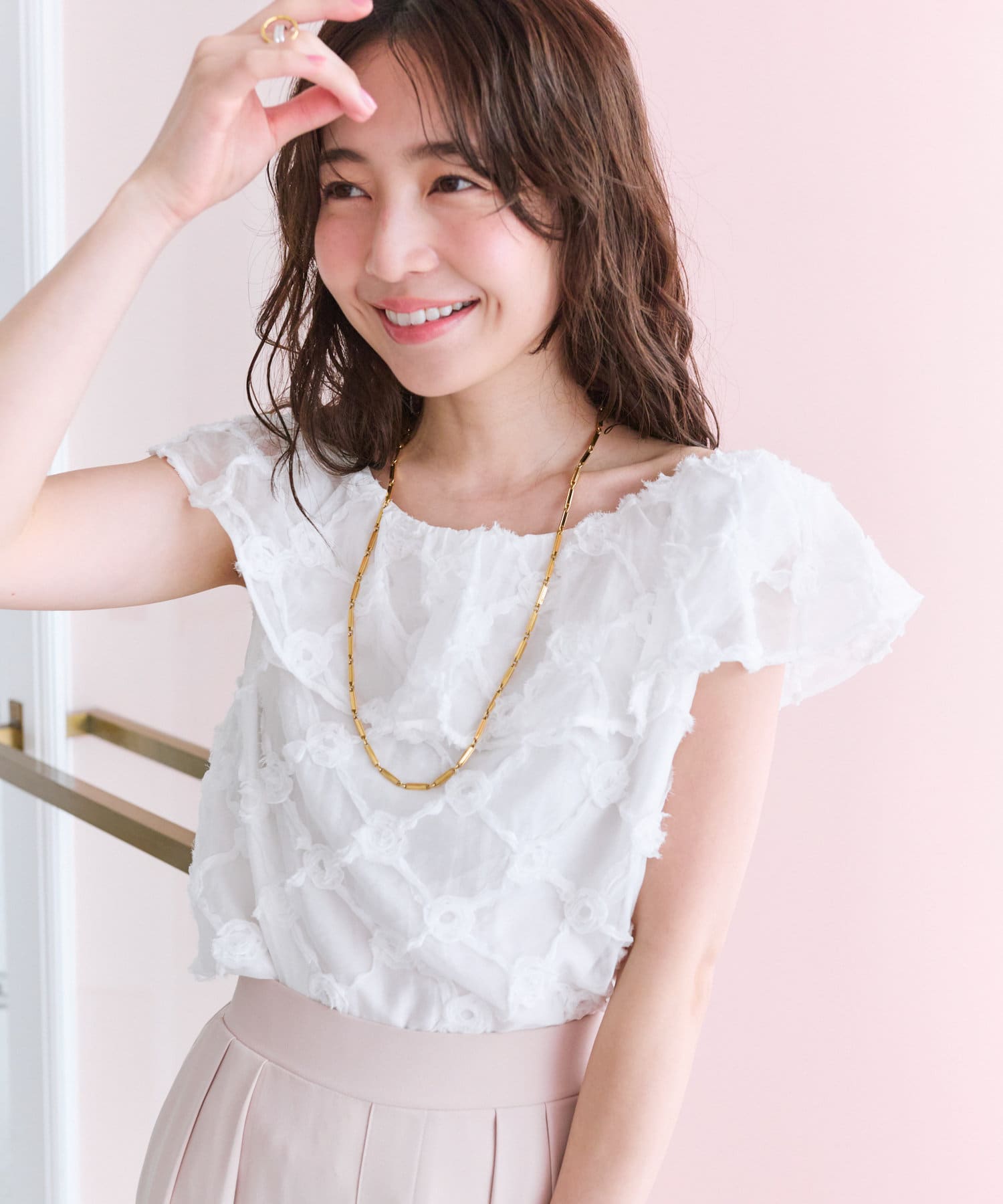 OUTLET(アウトレット) 【La boutique BonBon】シアーローズブラウス