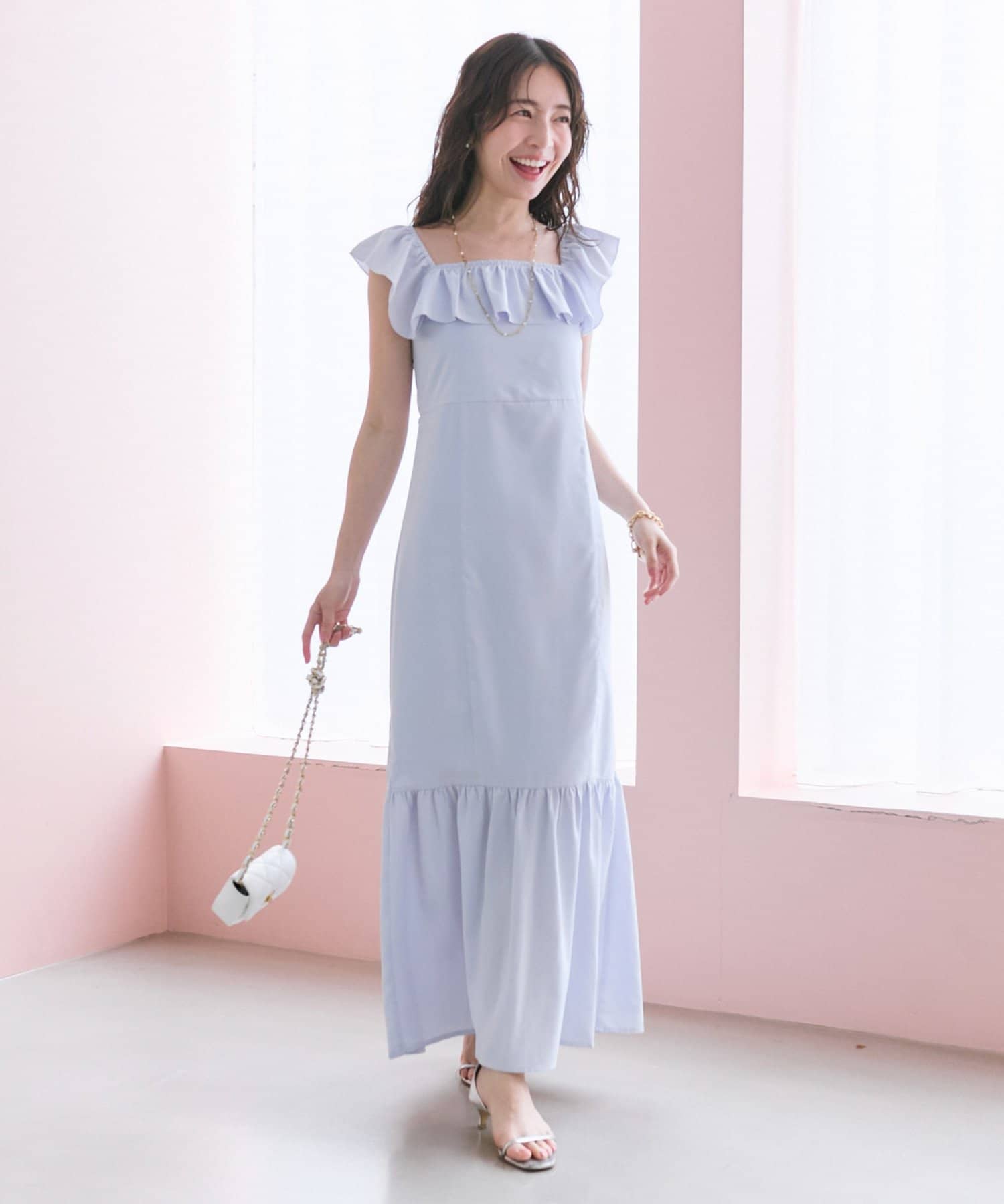 OUTLET(アウトレット) 【La boutique BonBon】フリルトリムマーメイドワンピース