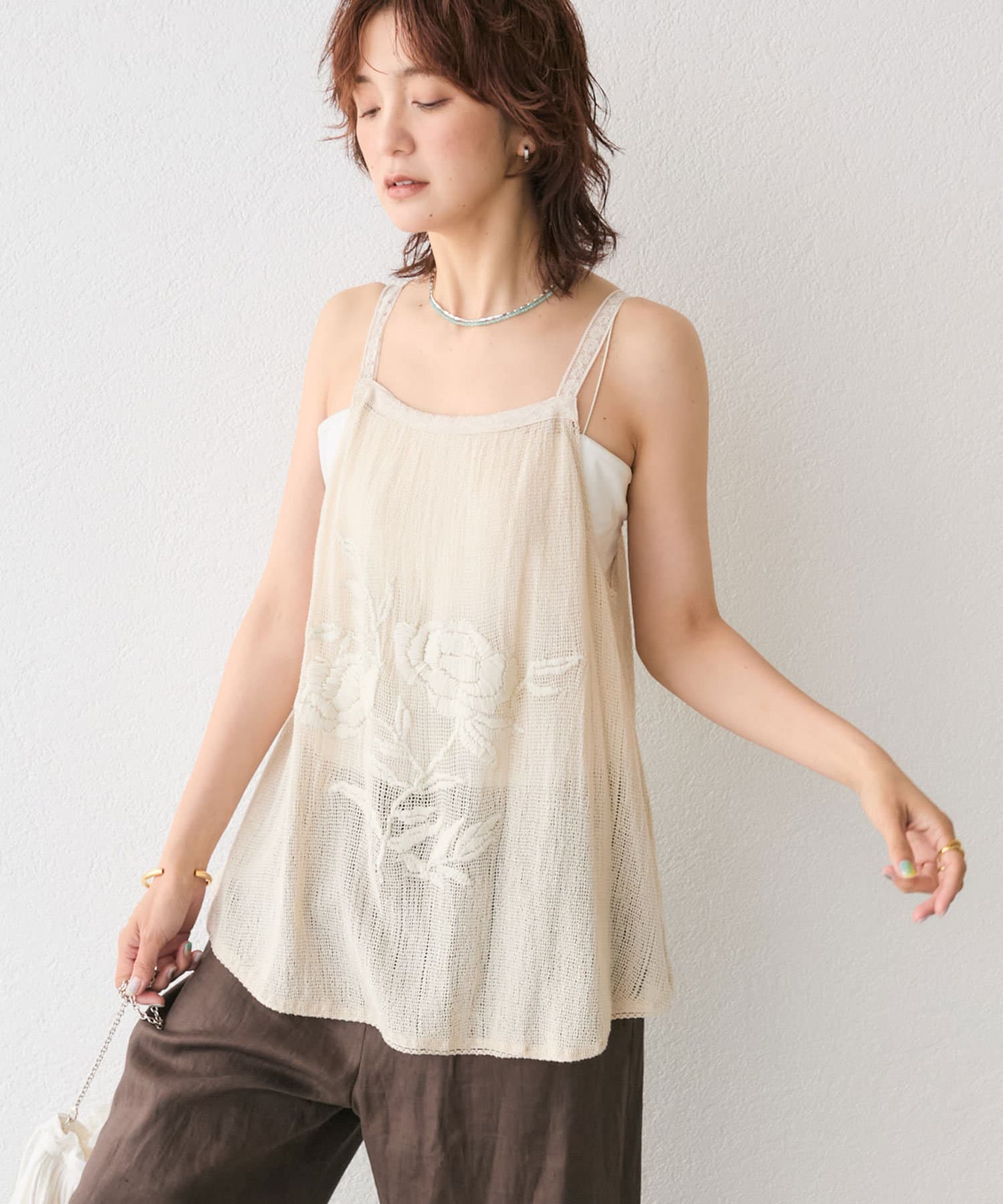 OUTLET(アウトレット) 【RIVE DROITE】ハンド刺繍キャミソール