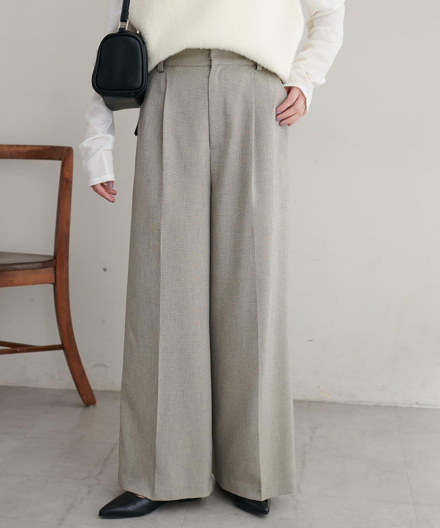 DISCOAT(ディスコート) 【Noka】多機能ツイードタックワイドパンツ