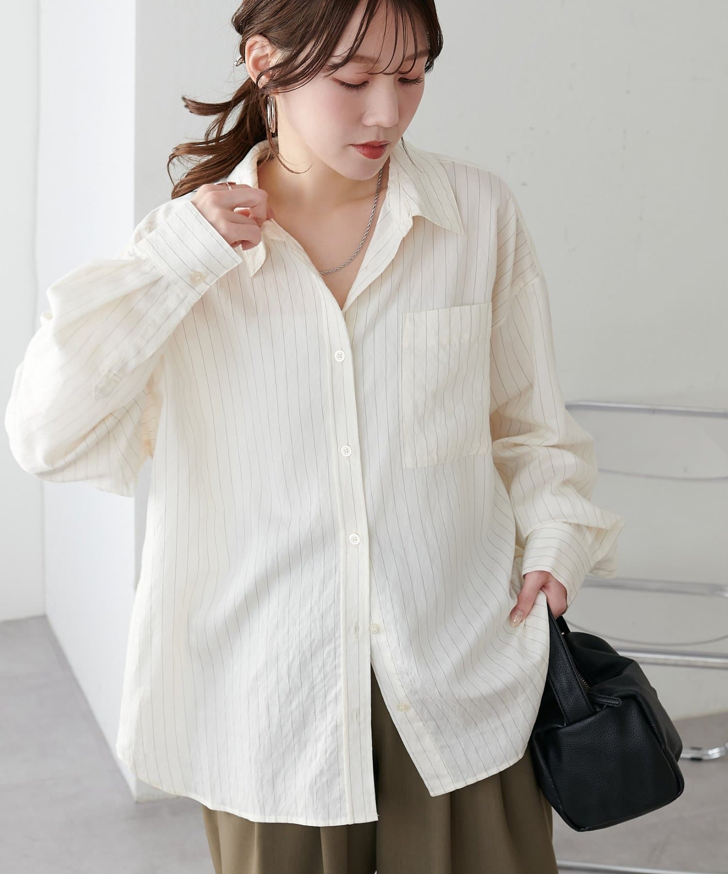 DISCOAT(ディスコート) 【Noka】ピンストライプシャツ《WEB限定カラーあり》