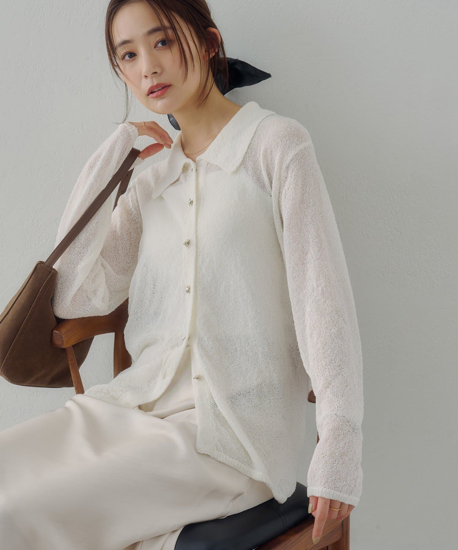 DISCOAT(ディスコート) 【Noka】衿付き変形ボタンカーディガン