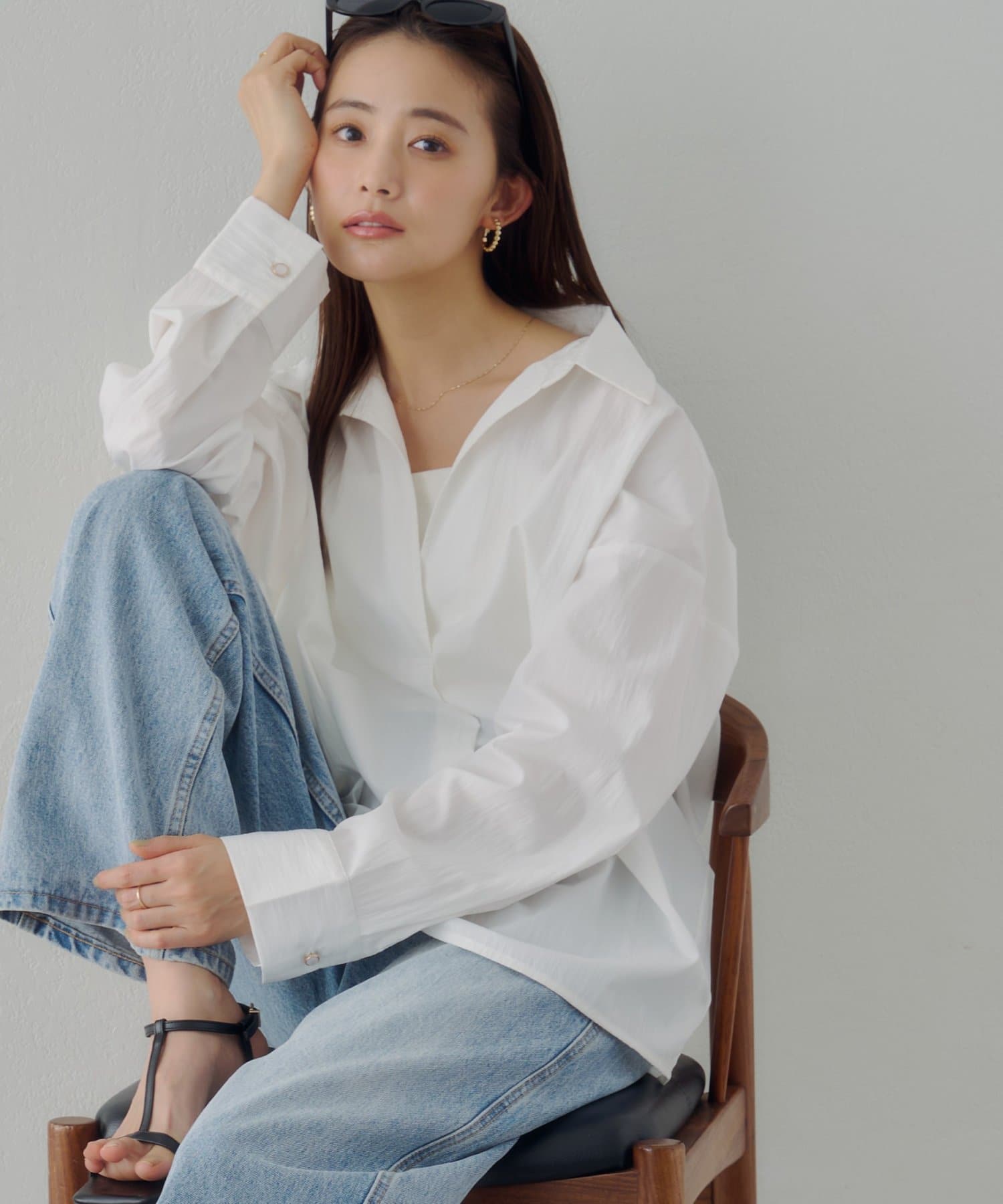 DISCOAT(ディスコート) 【Noka】衿付スキッパーブラウス