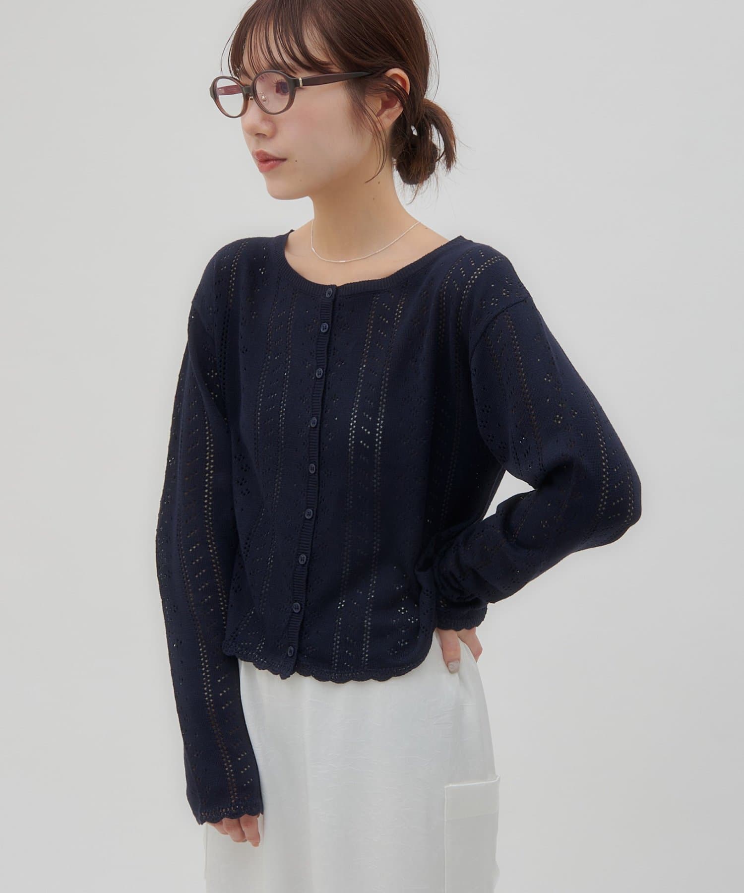 DISCOAT(ディスコート) 【SS先行予約/umm.】アイレットフリルニットカーディガン《WEB限定カラーあり》