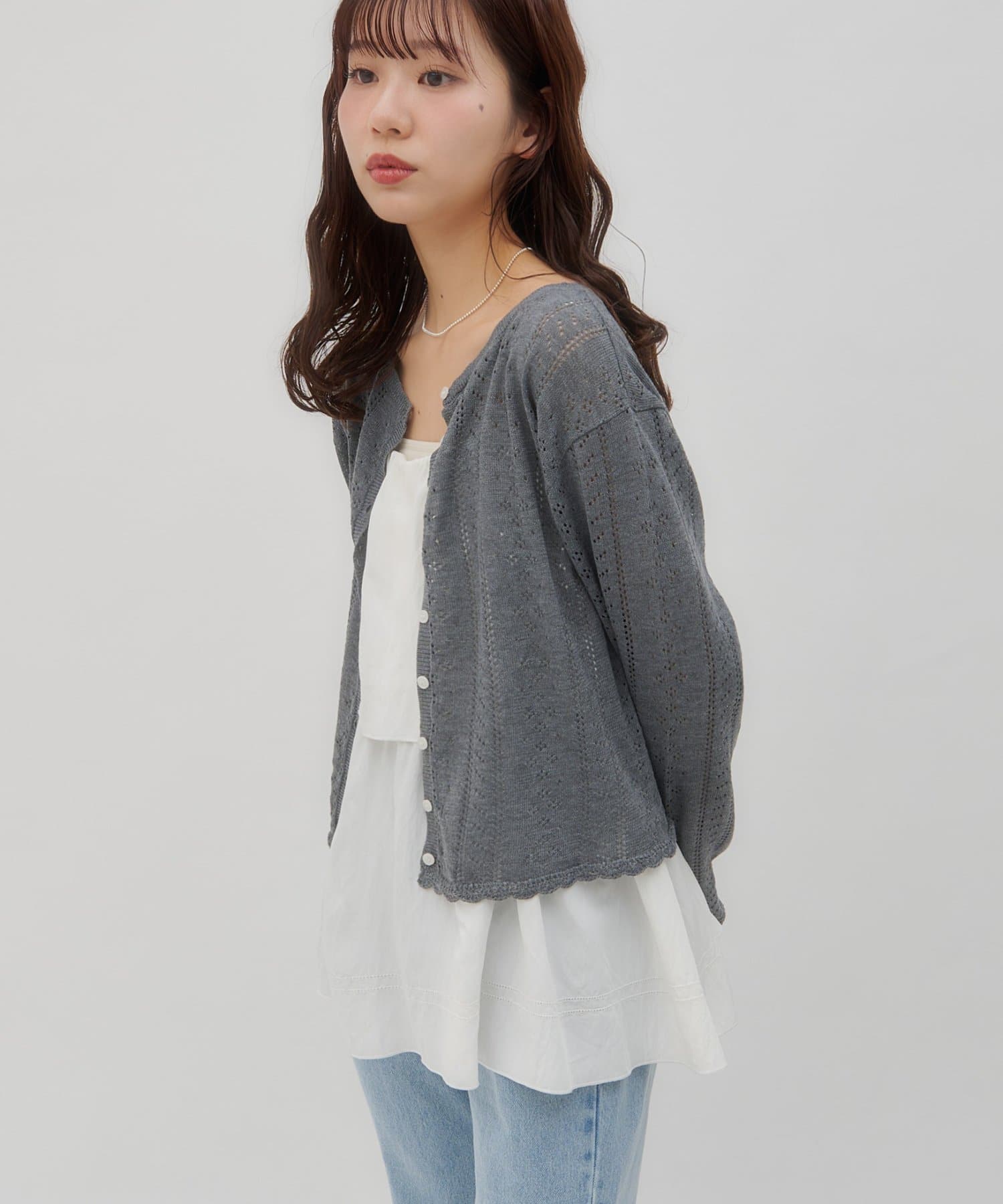 DISCOAT(ディスコート) 【SS先行予約/umm.】アイレットフリルニットカーディガン《WEB限定カラーあり》