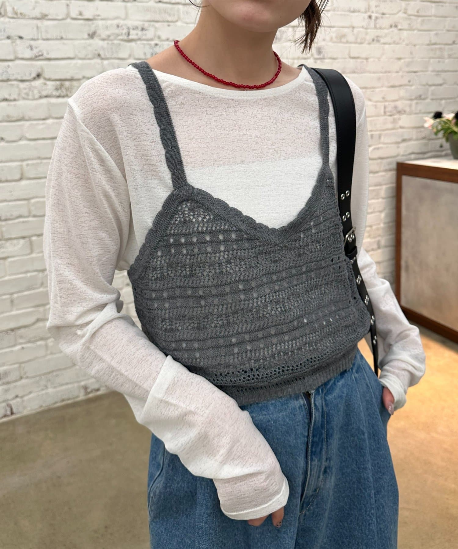 DISCOAT(ディスコート) 【umm.】透かし編みニットキャミ