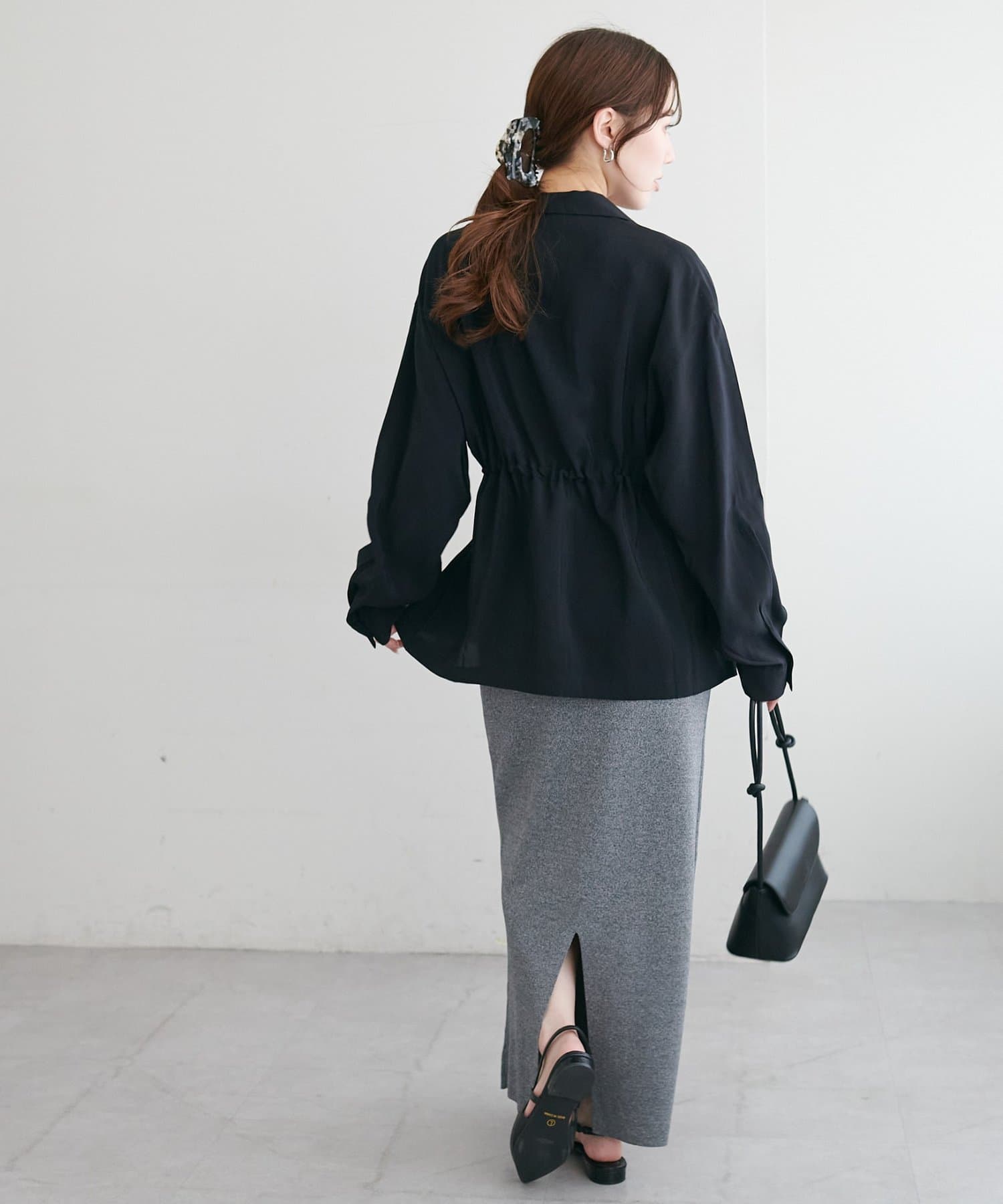 DISCOAT(ディスコート) 【Noka】開襟ドロストチュニックブラウス