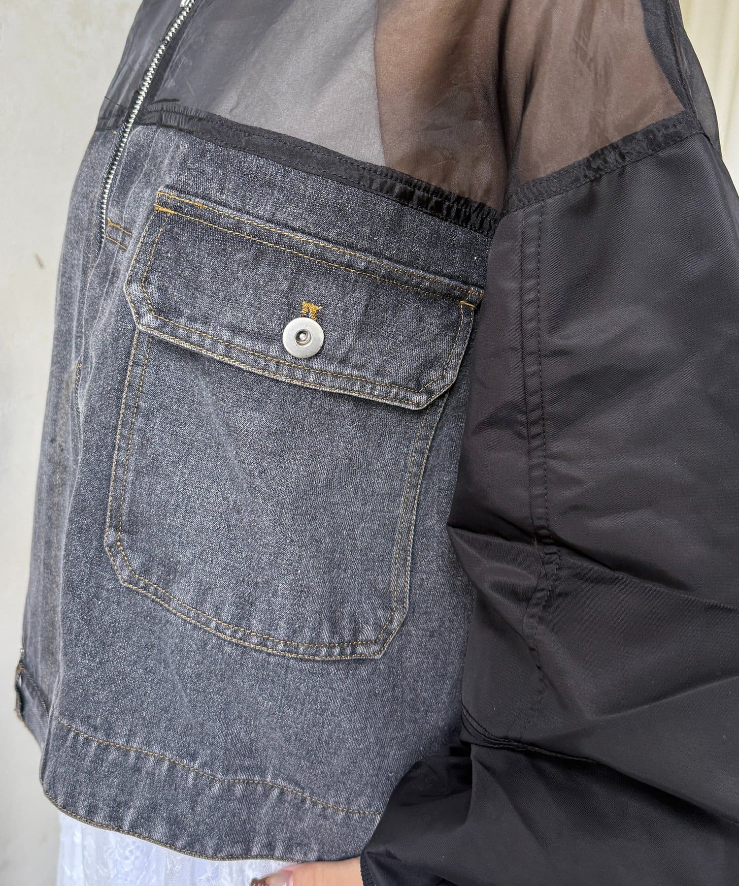 Thevon.(ゼヴォン) シアー×デニムコンビブルゾン