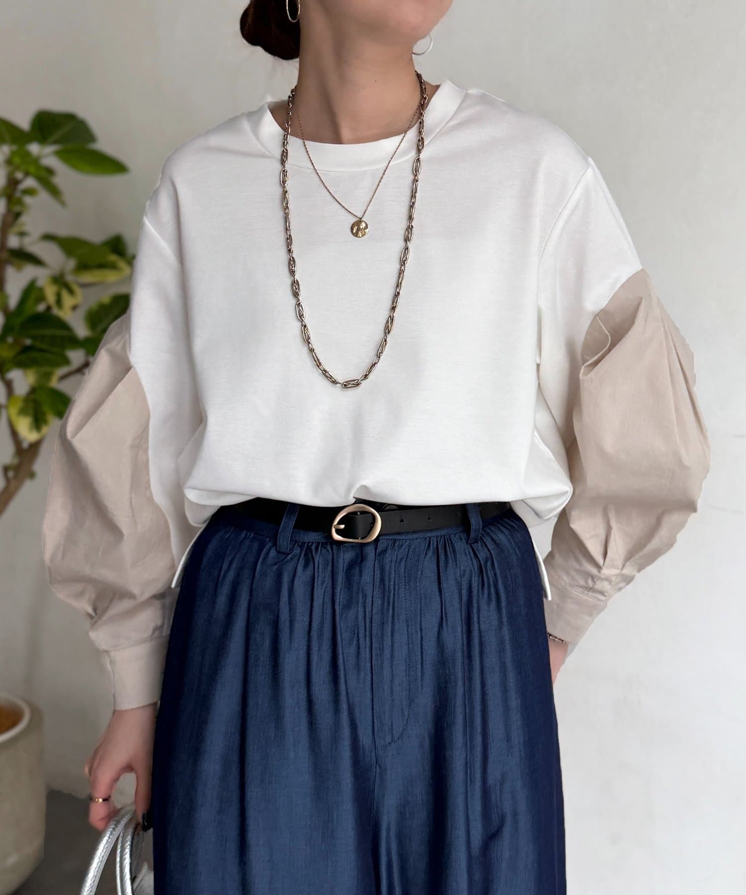 Chez toi(シェトワ) 袖切替ポンチプルオーバー