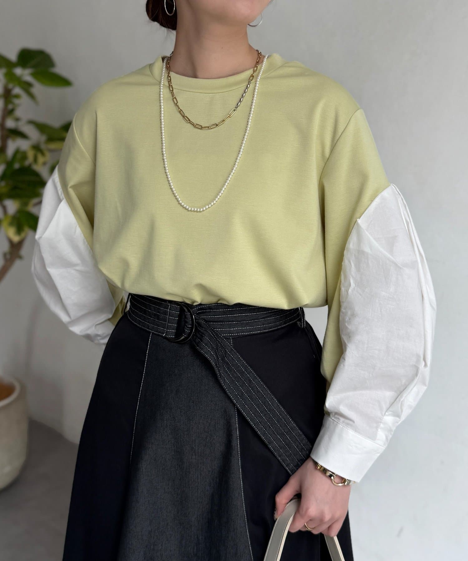 Chez toi(シェトワ) 袖切替ポンチプルオーバー