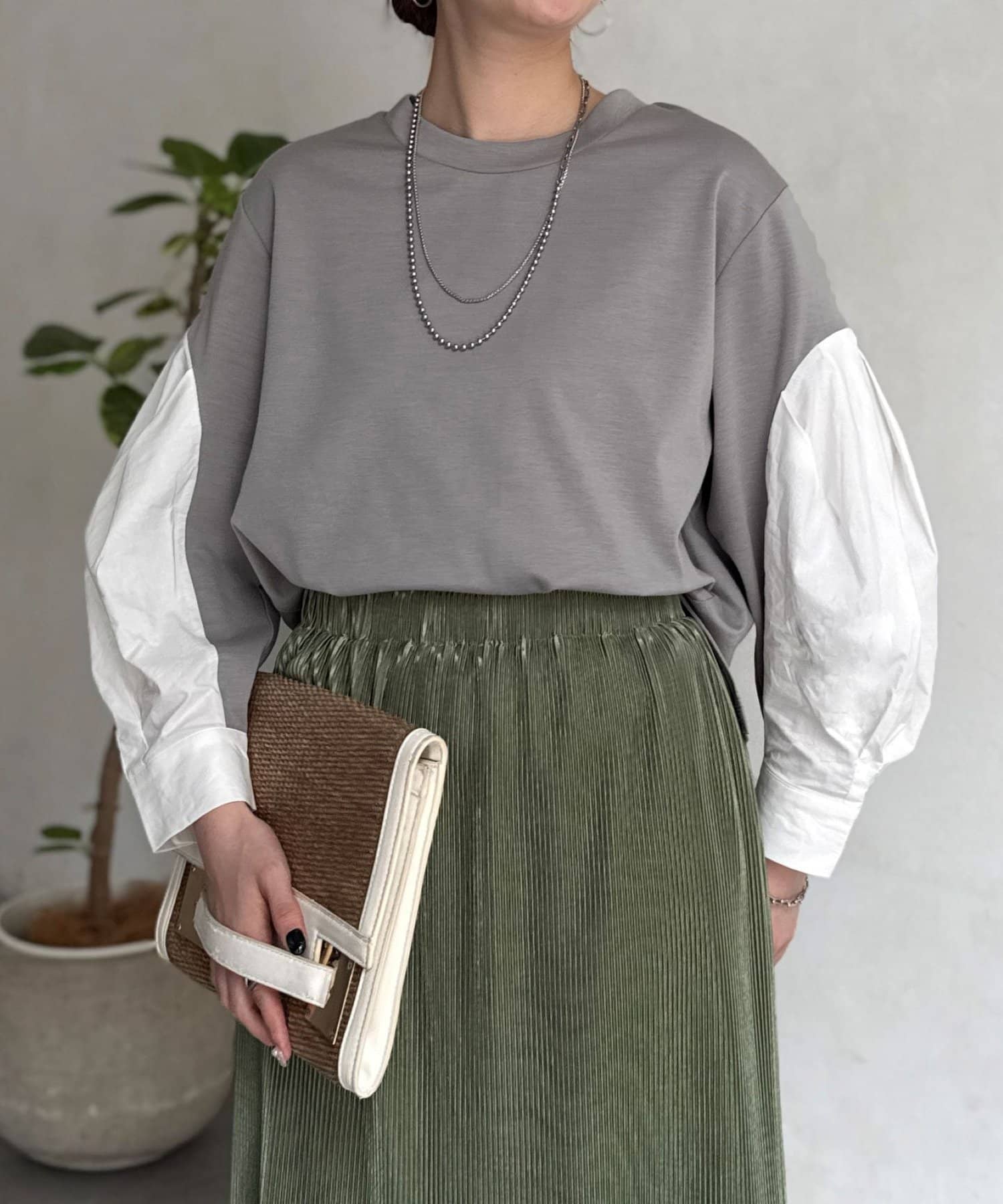 Chez toi(シェトワ) 袖切替ポンチプルオーバー