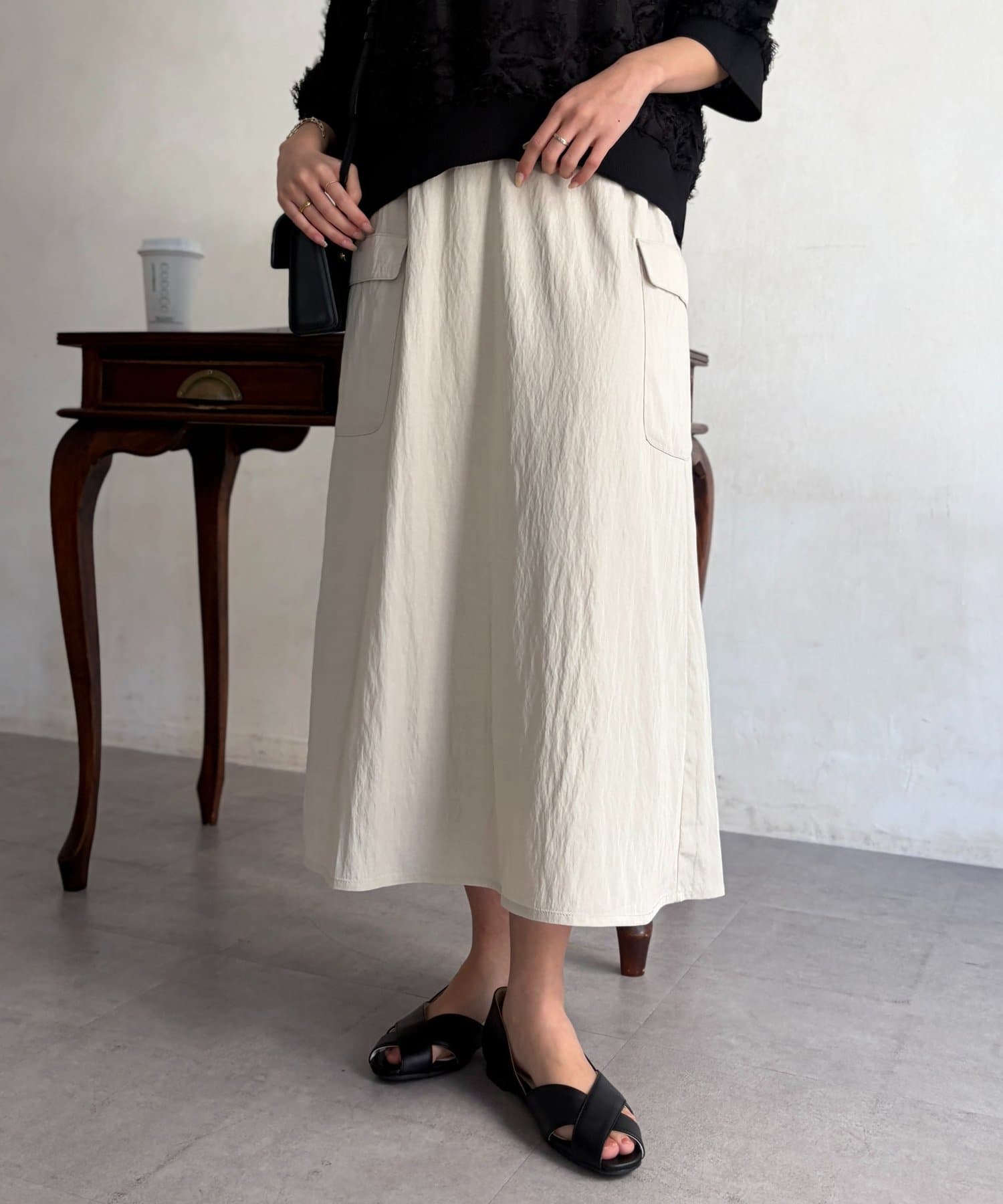 Chez toi(シェトワ) レーヨンナイロンワークスカート