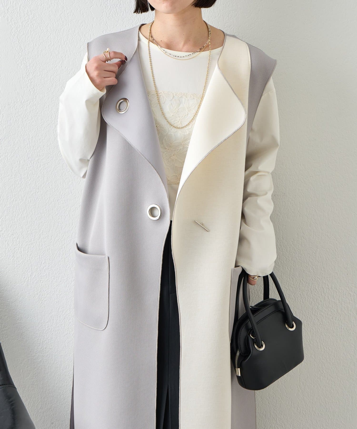 Jena　espace merveilleux(ジェナ　エスパスメルヴェイユ) バーボタンワッフルジレ