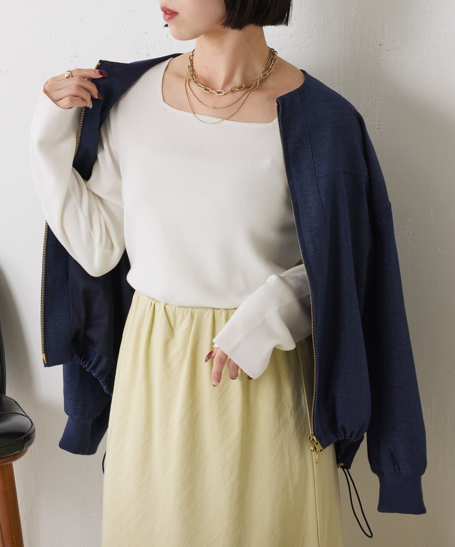 Jena　espace merveilleux(ジェナ　エスパスメルヴェイユ) 【好評につきコンパクトサイズ登場】スクエアネックニット