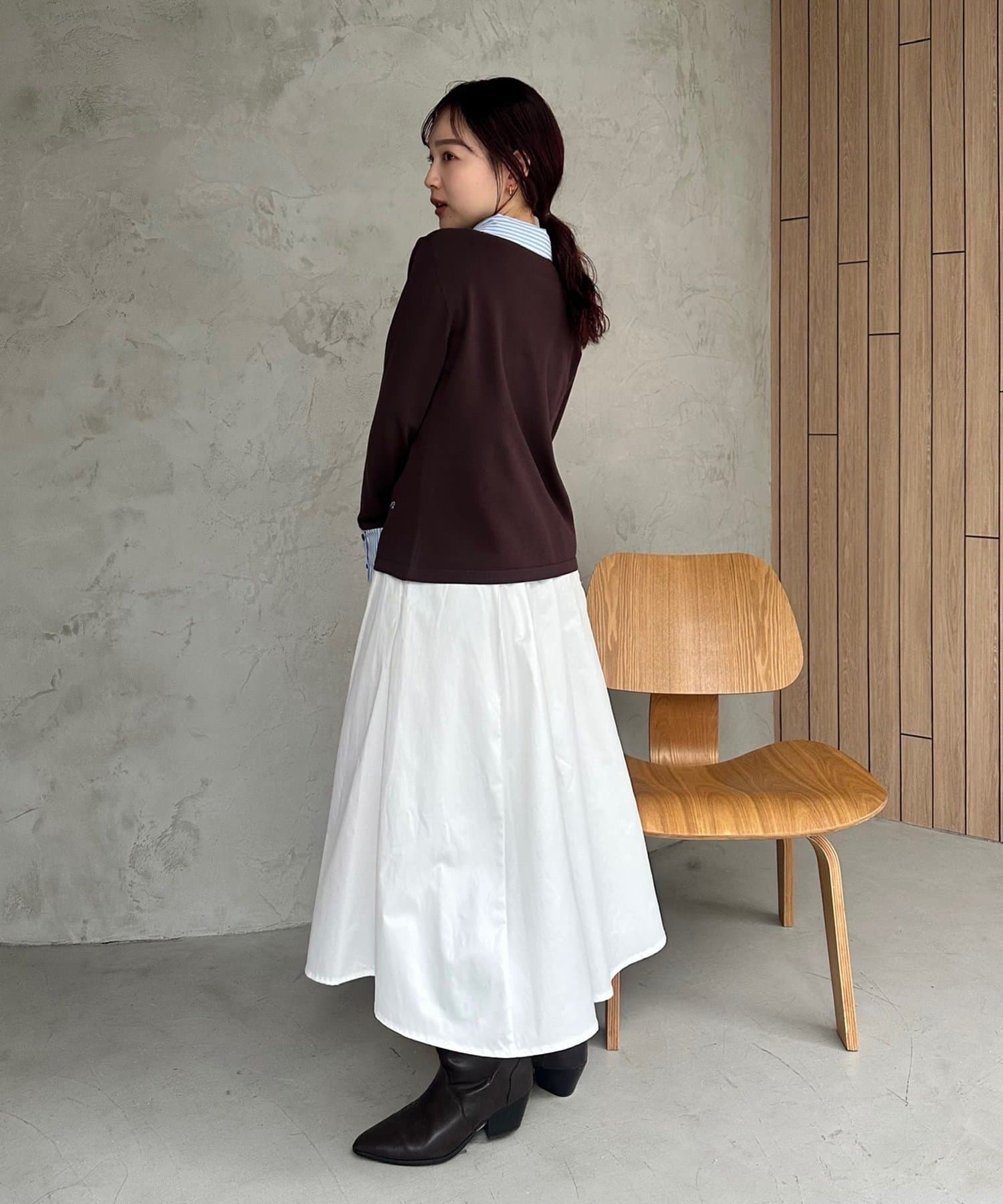 mystic(ミスティック) 【＠___s_m17企画】ストライプ付け襟配色ニット