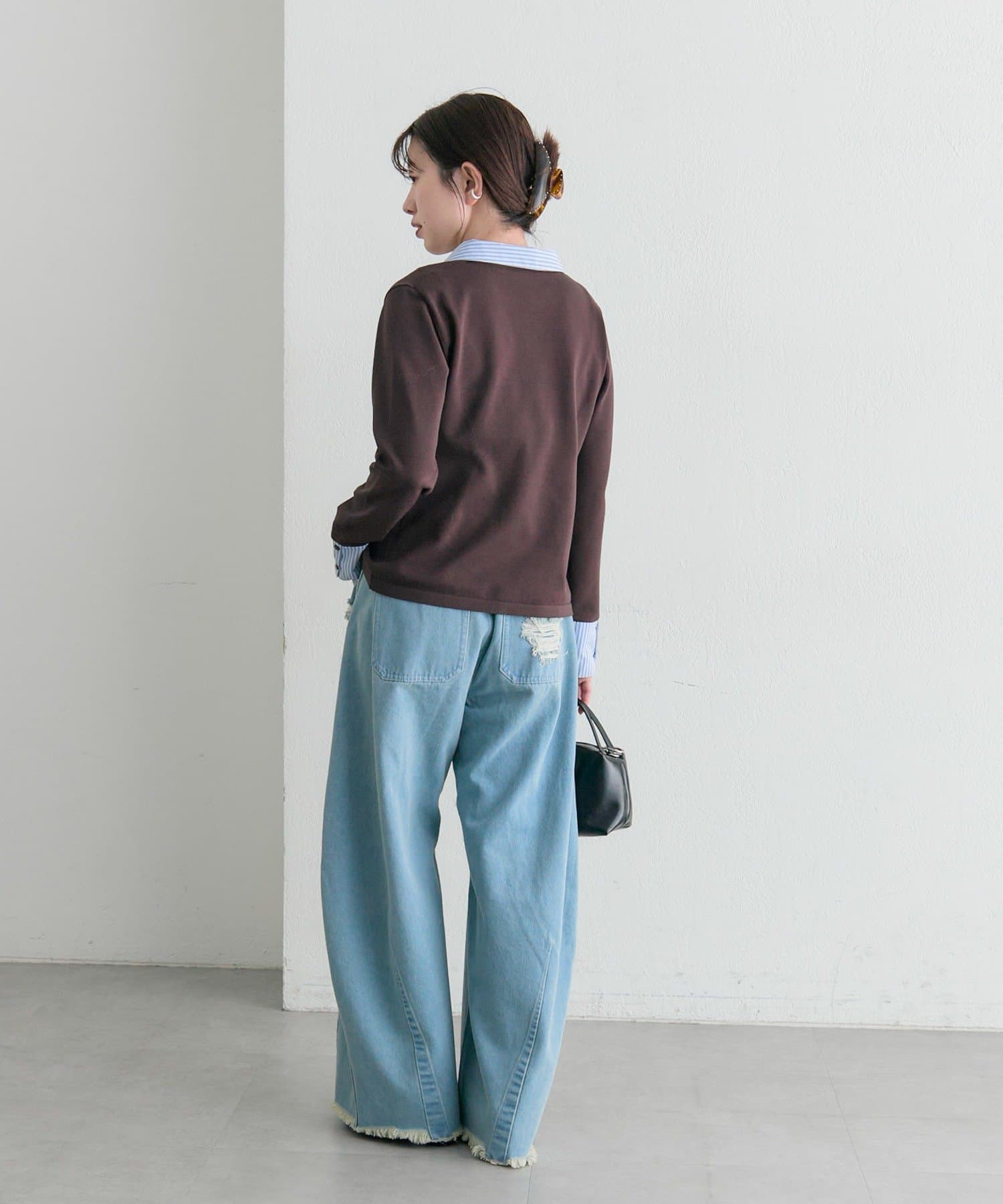 mystic(ミスティック) 【＠___s_m17企画】ストライプ付け襟配色ニット