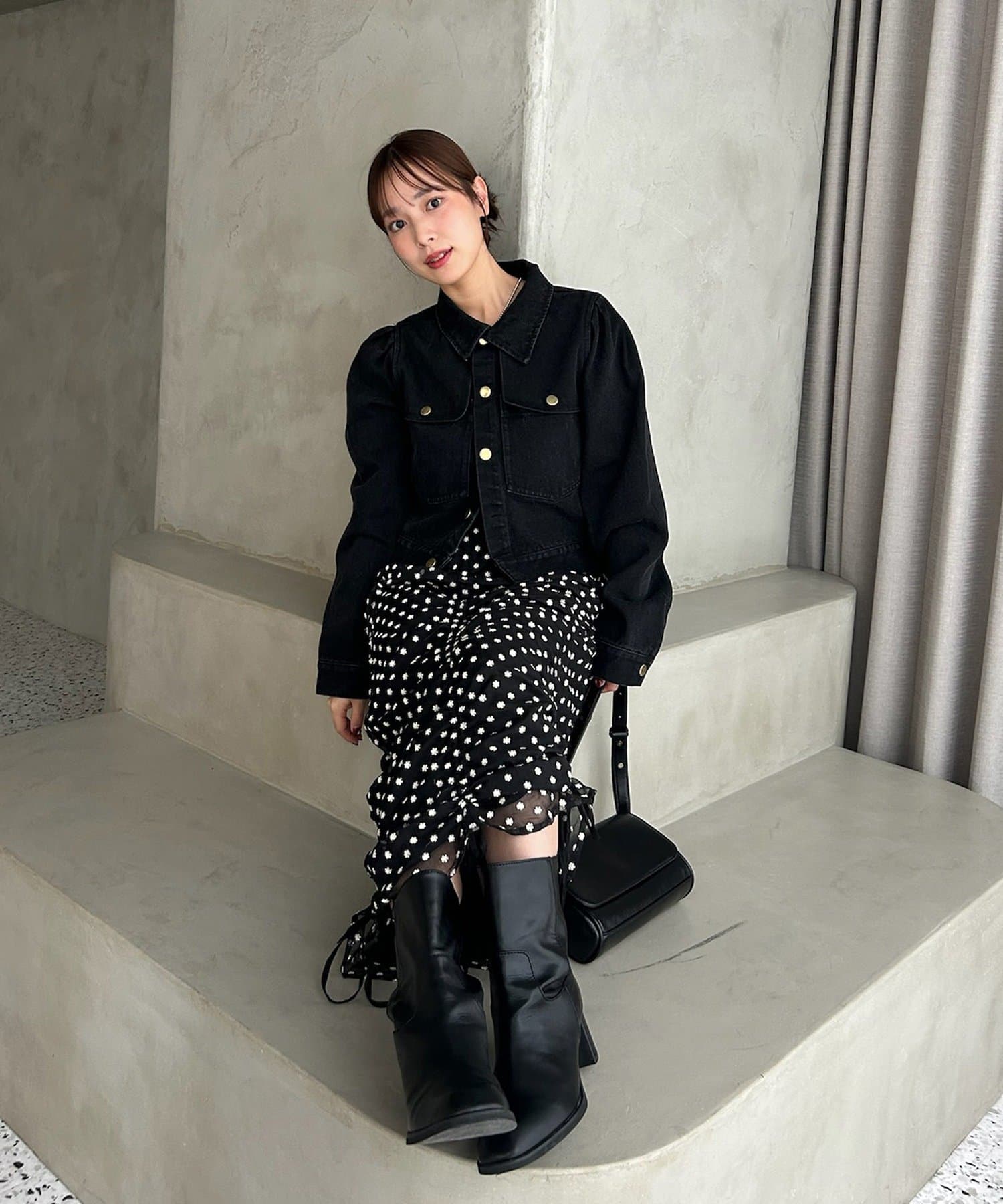 mystic(ミスティック) 【@sktnnm企画】金ボタンデニムパフジャケット