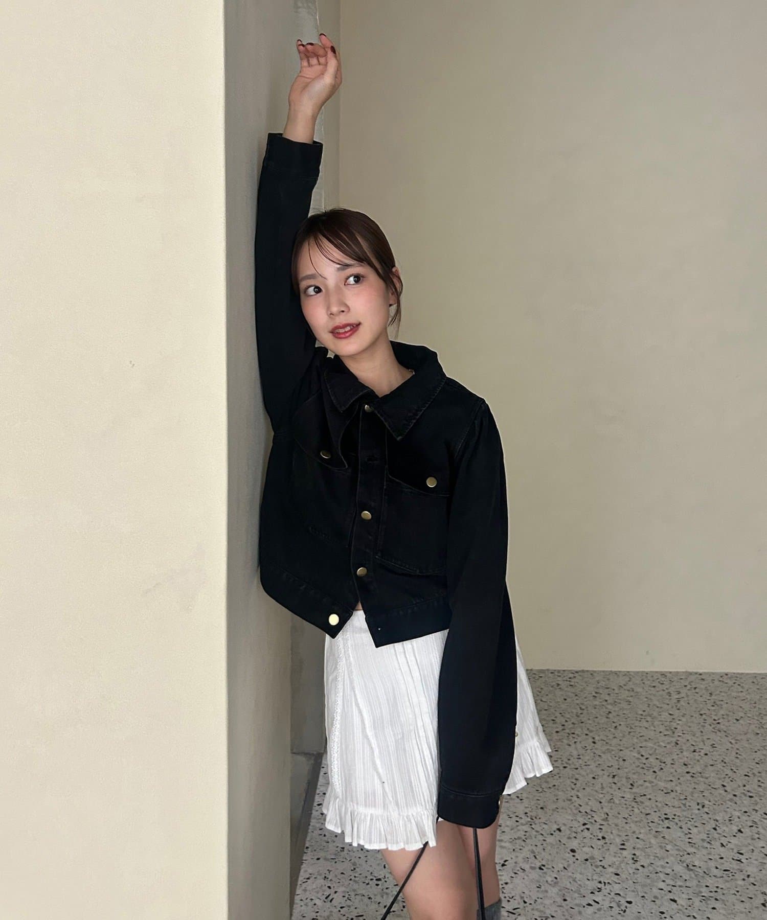 mystic(ミスティック) 【@sktnnm企画】金ボタンデニムパフジャケット