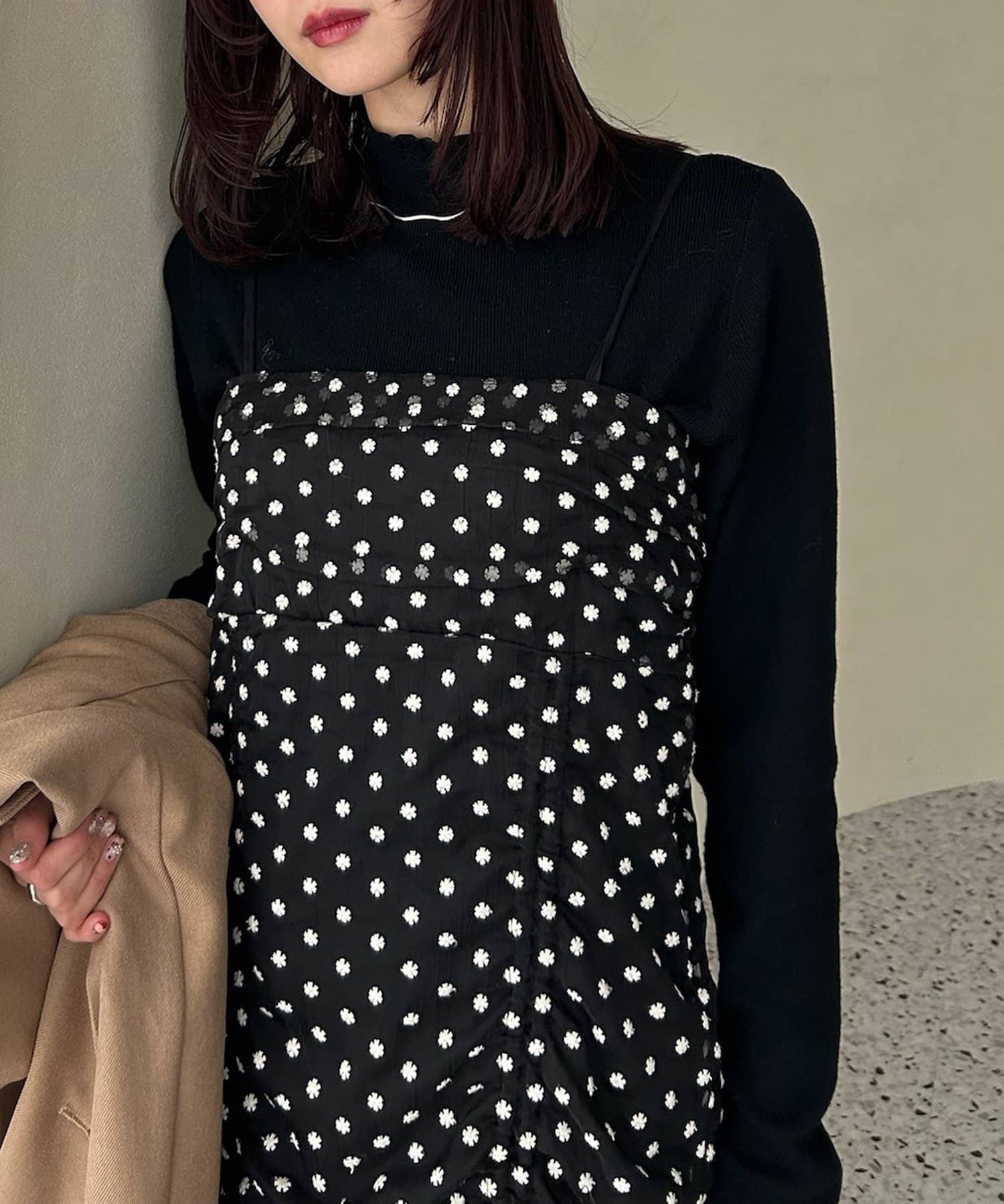 mystic(ミスティック) 【＠akane__11.1企画】ドロストフラワーキャミワンピース