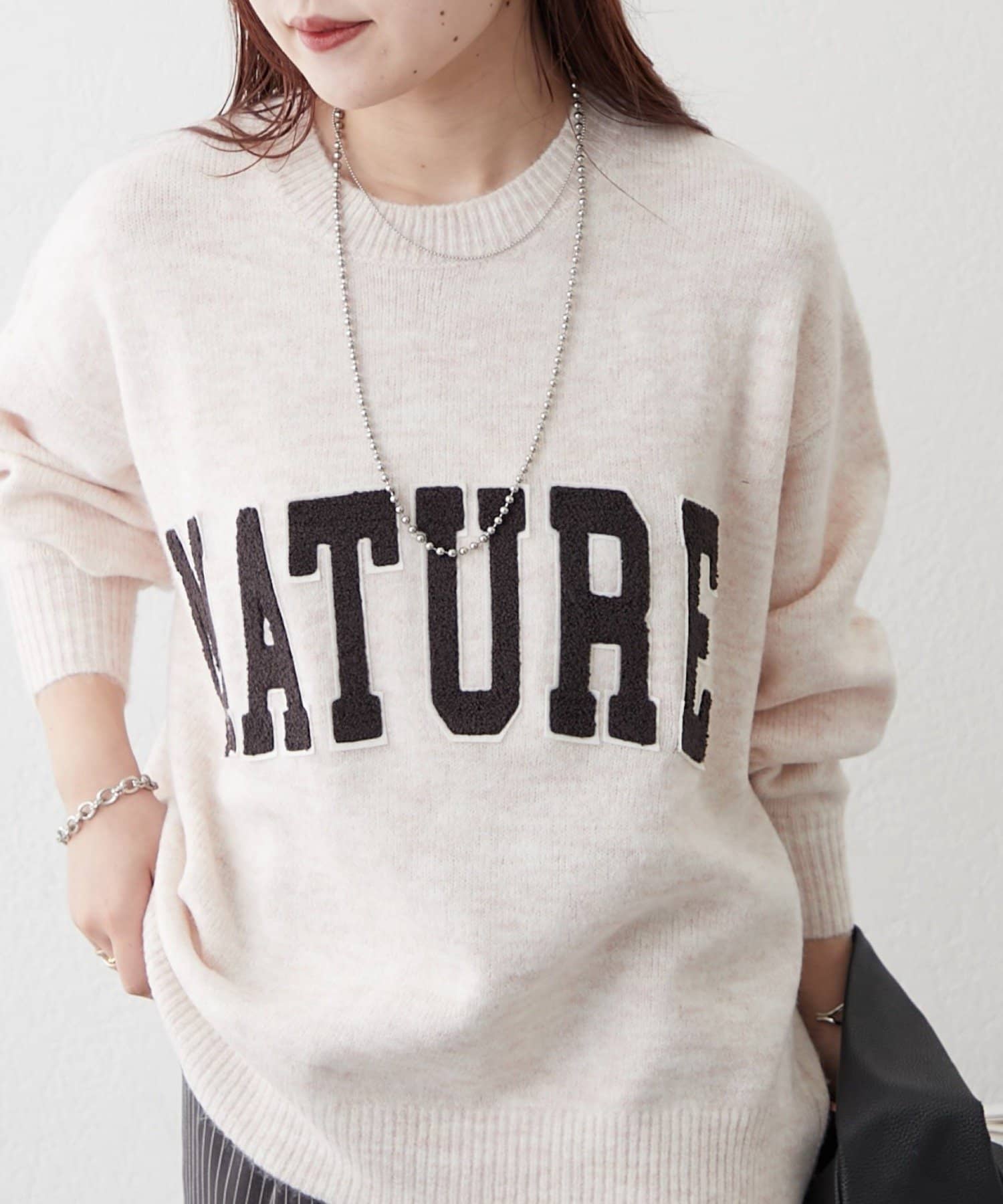 NICE CLAUP / OLIVE des OLIVE OUTLET(ナイスクラップ  / オリーブ デ オリーブ アウトレット) 【RMAF】ロゴ入りニット