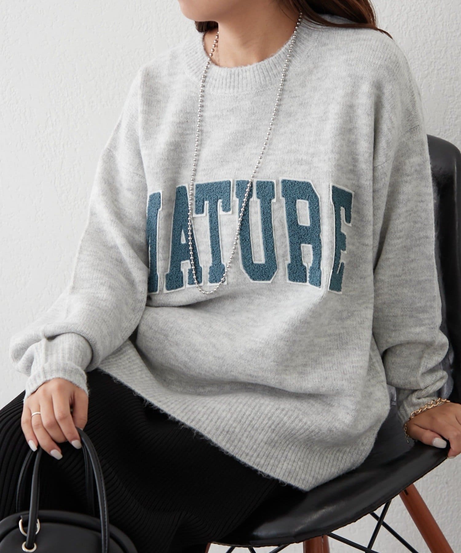 NICE CLAUP / OLIVE des OLIVE OUTLET(ナイスクラップ  / オリーブ デ オリーブ アウトレット) 【RMAF】ロゴ入りニット