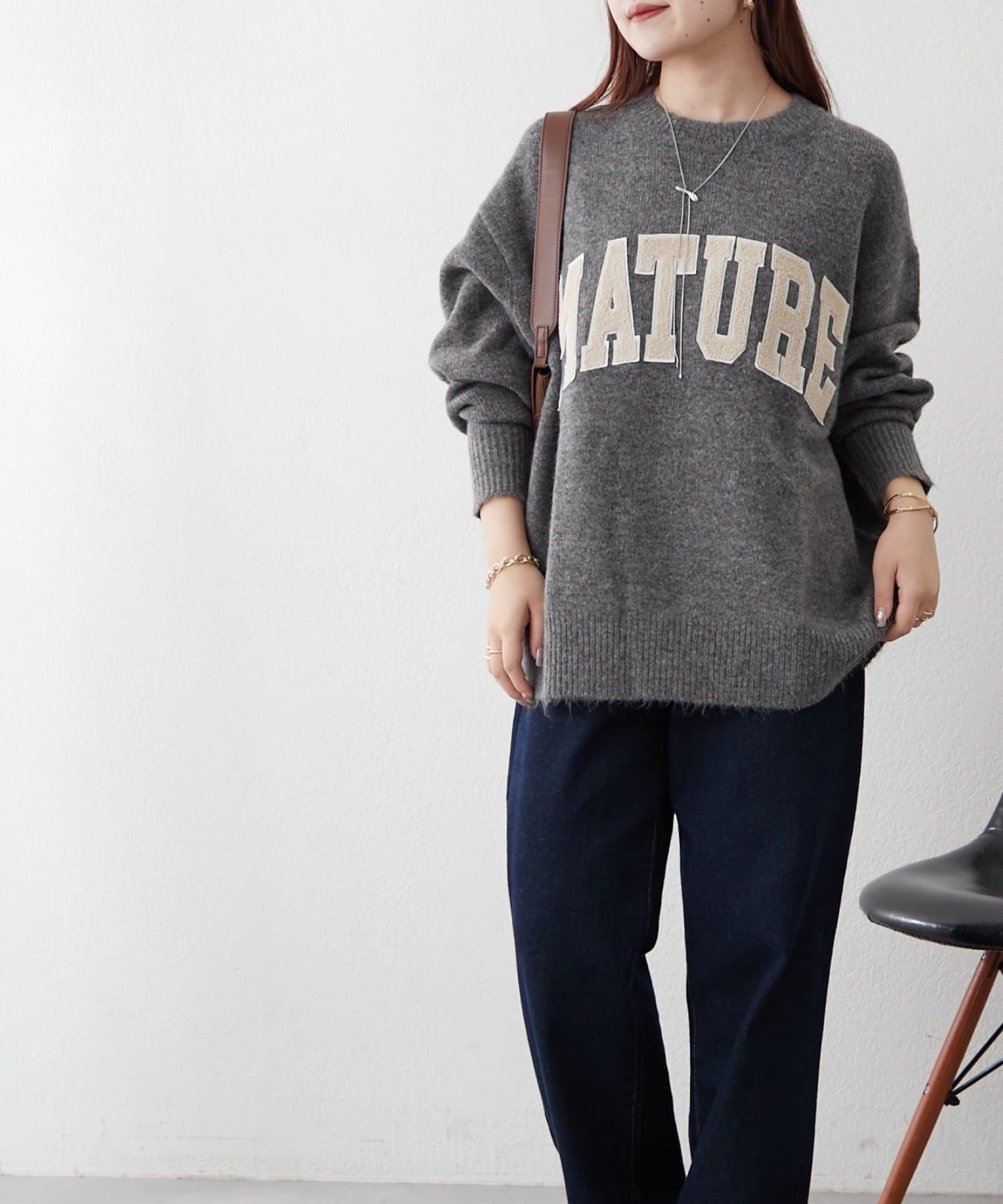 NICE CLAUP / OLIVE des OLIVE OUTLET(ナイスクラップ  / オリーブ デ オリーブ アウトレット) 【RMAF】ロゴ入りニット