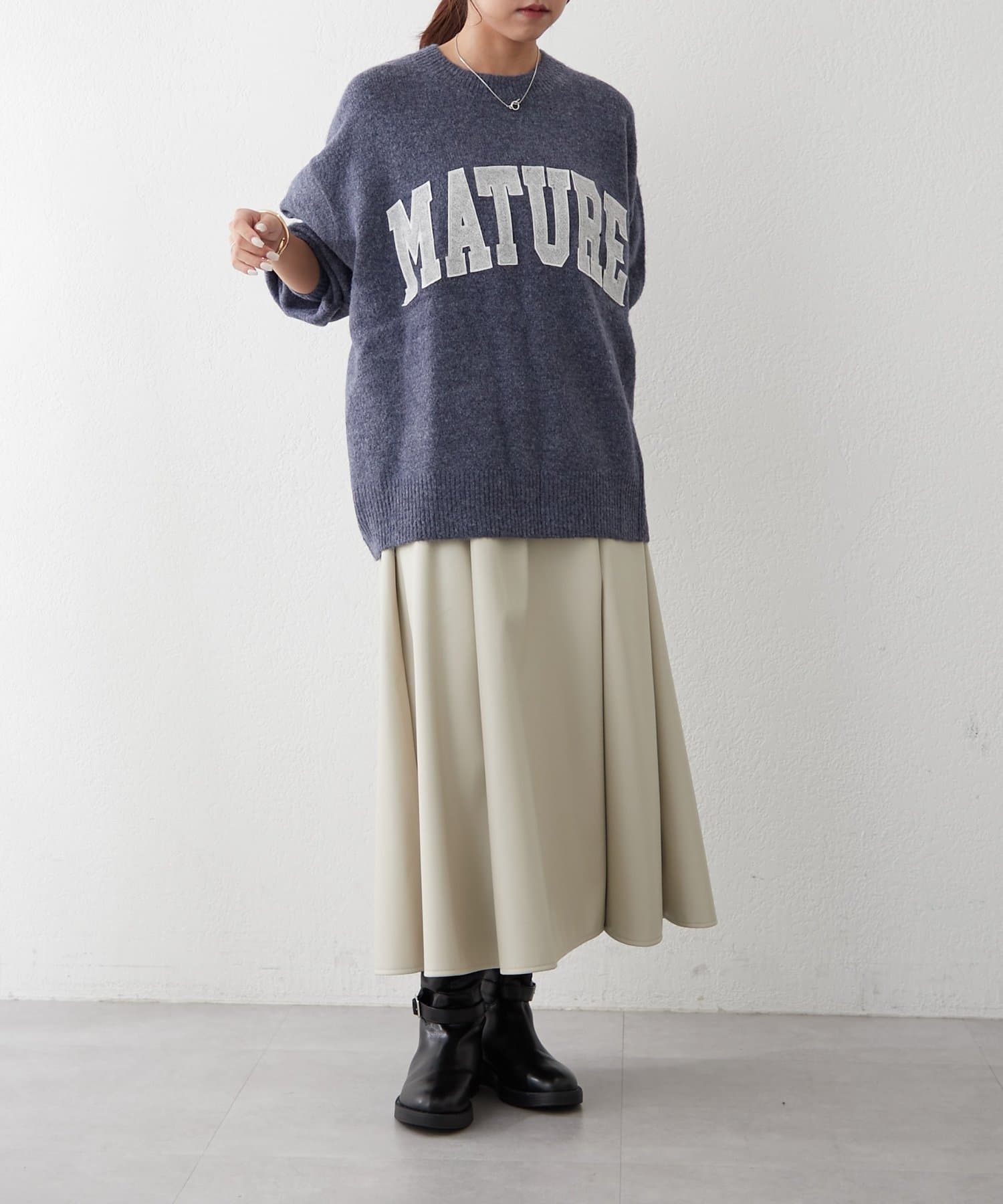 NICE CLAUP / OLIVE des OLIVE OUTLET(ナイスクラップ  / オリーブ デ オリーブ アウトレット) 【RMAF】ロゴ入りニット