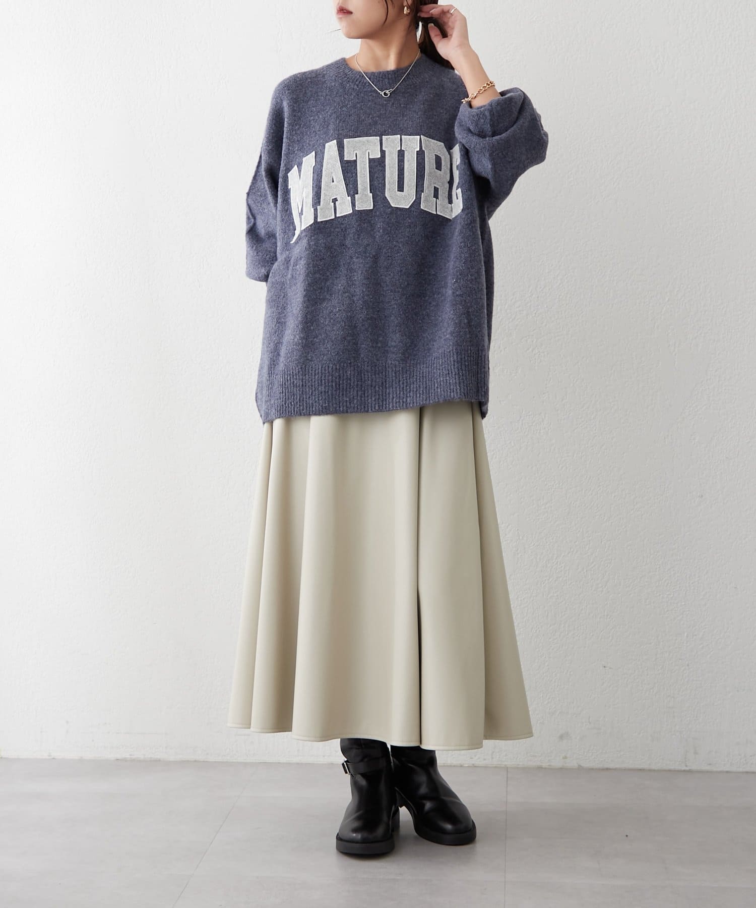 NICE CLAUP / OLIVE des OLIVE OUTLET(ナイスクラップ  / オリーブ デ オリーブ アウトレット) 【RMAF】ロゴ入りニット