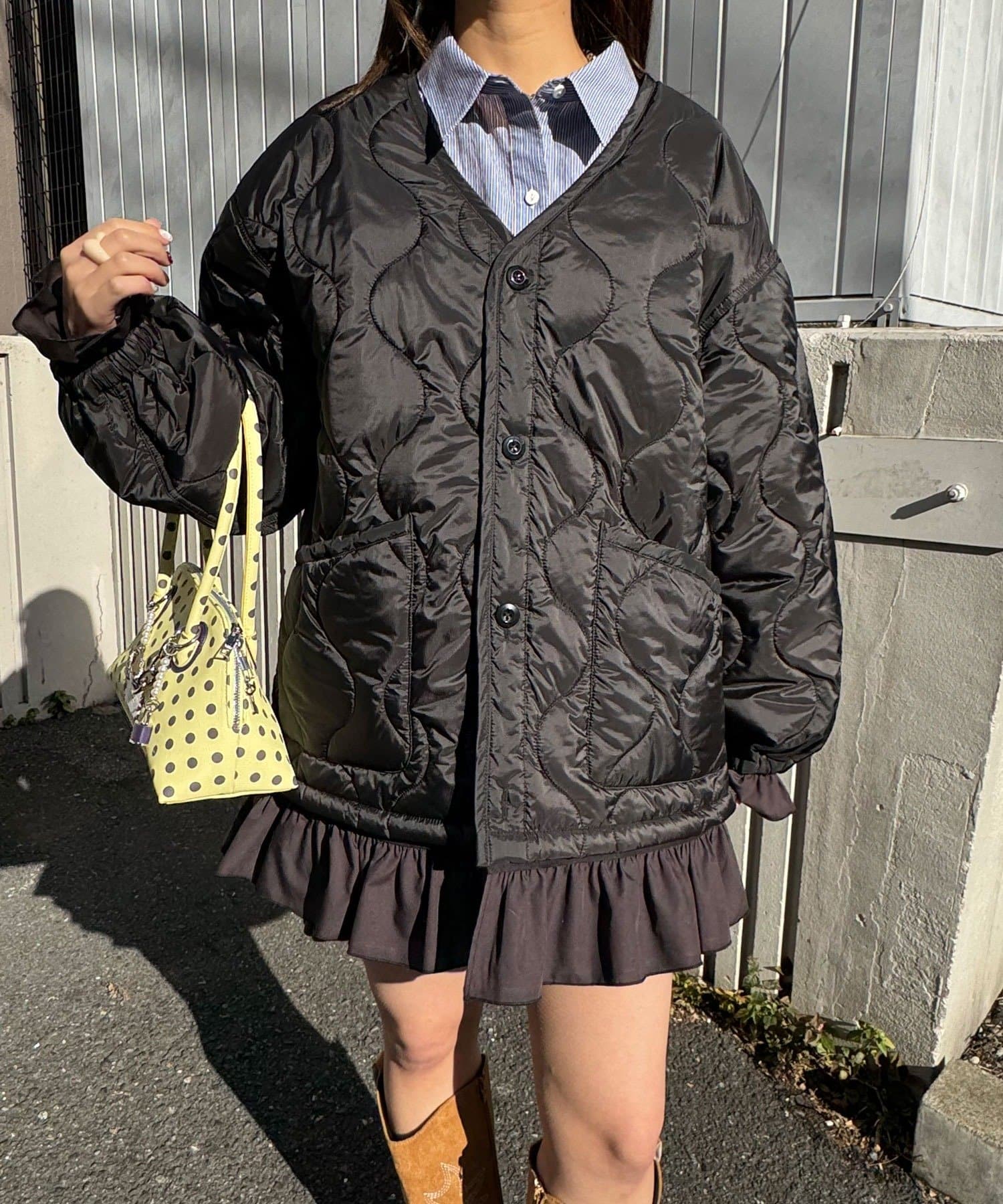 CIAOPANIC(チャオパニック) フリルレイヤードキルティングライナージャケット