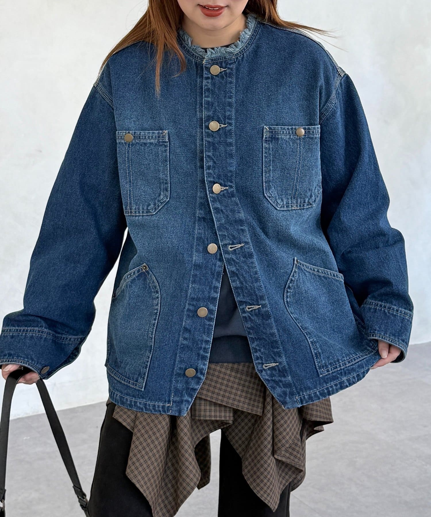 CPCM(シーピーシーエム) ノーカラーフリンジカバーオール