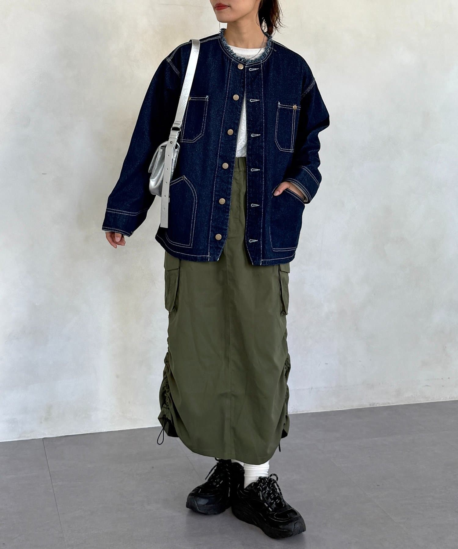 CPCM(シーピーシーエム) ノーカラーフリンジカバーオール