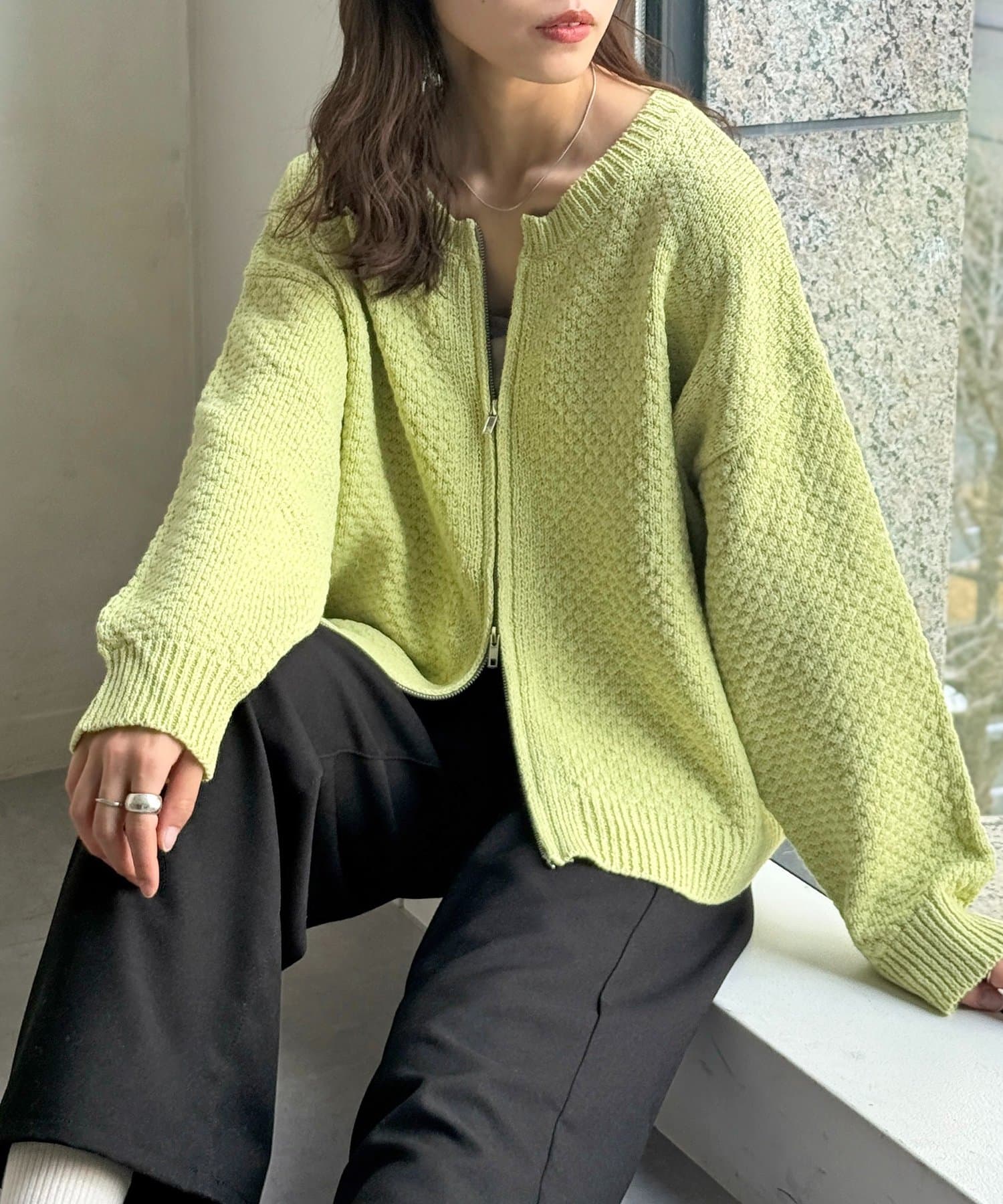 CPCM(シーピーシーエム) ポコポコニットクルージップカーディガン