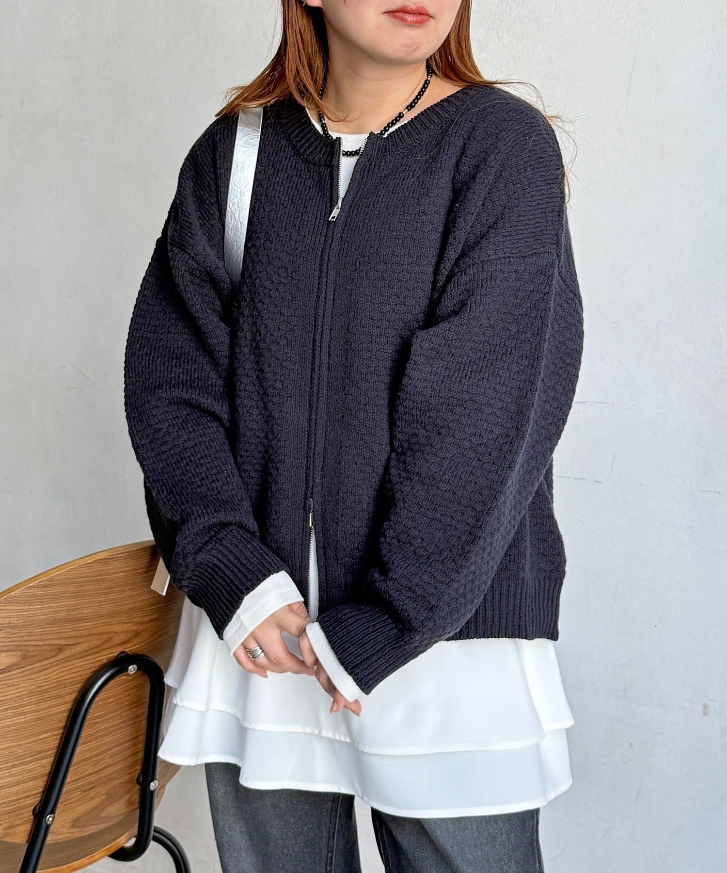 CPCM(シーピーシーエム) ポコポコニットクルージップカーディガン