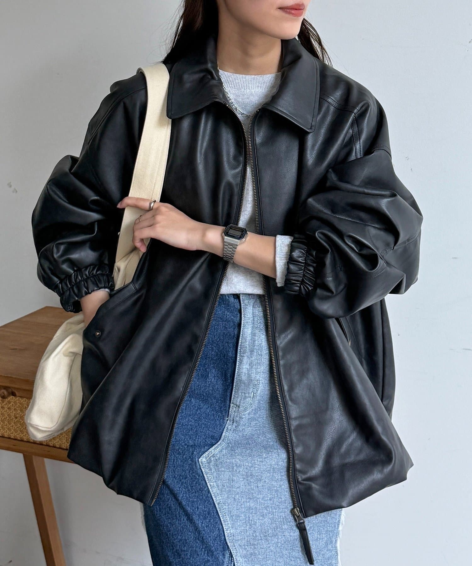 CPCM(シーピーシーエム) バルーンレザーブルゾン