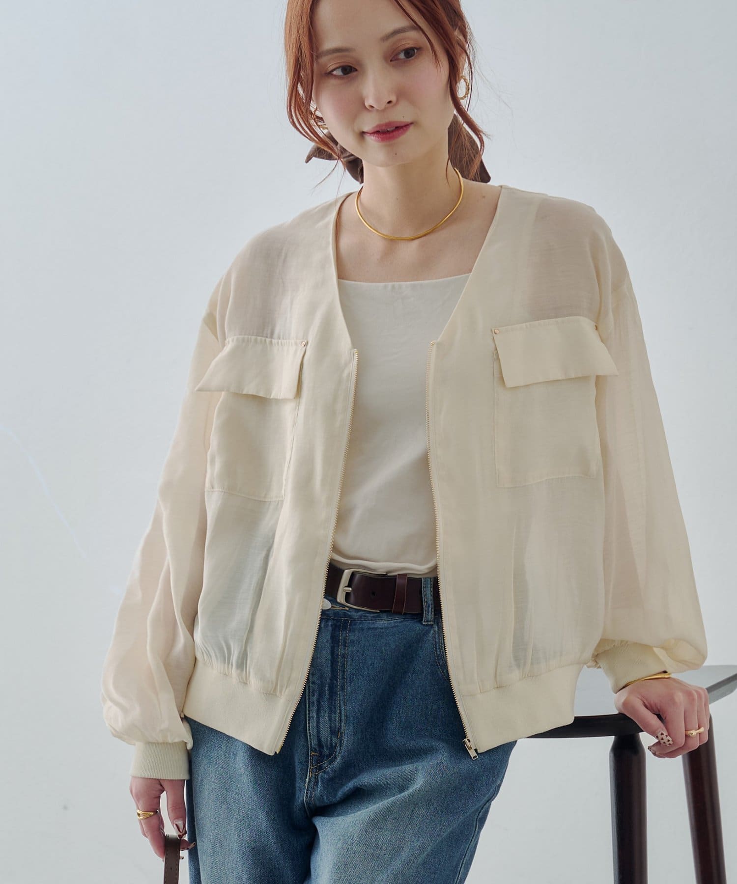 DISCOAT(ディスコート) 【Noka】シアースタッズ使いブルゾン