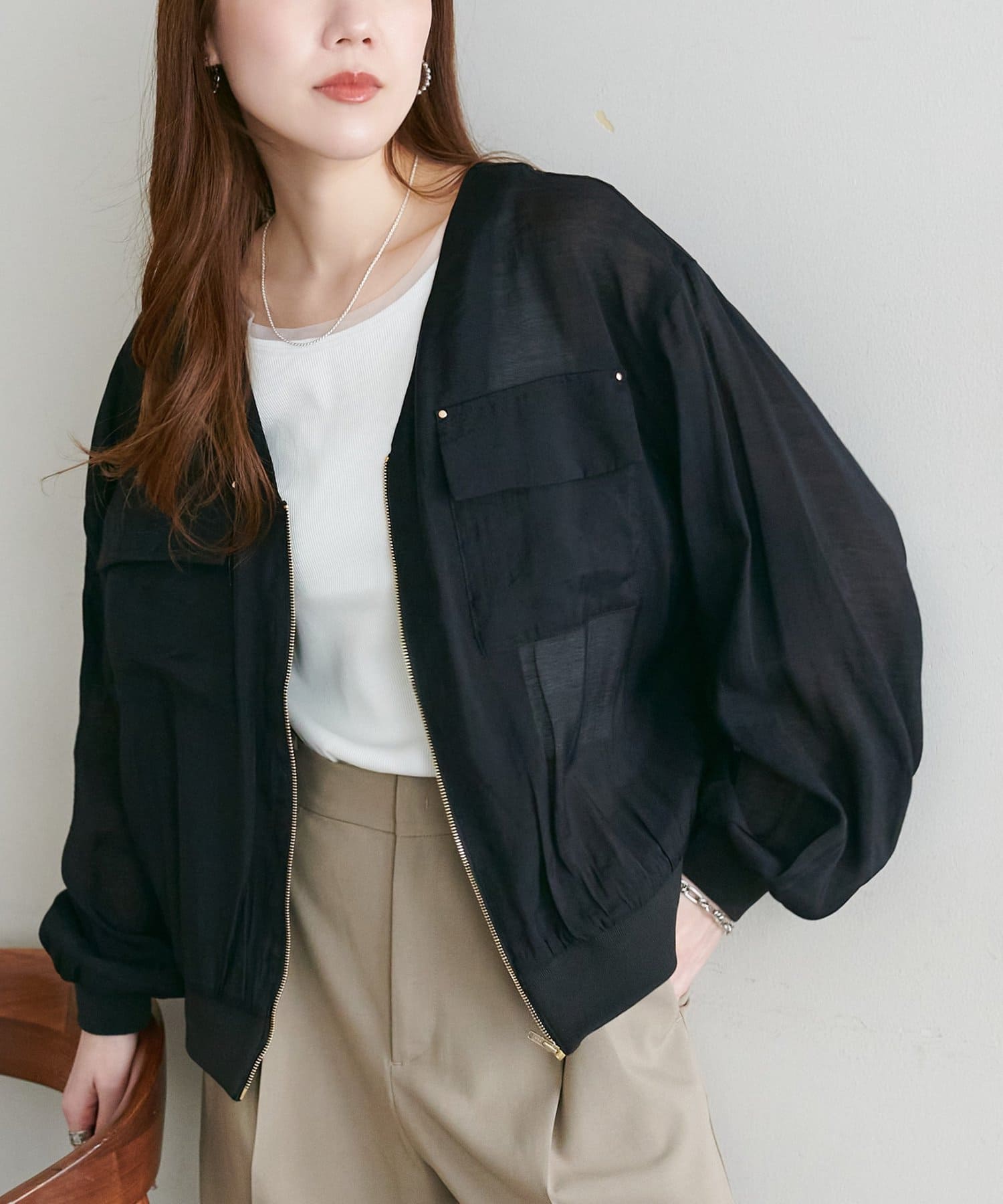 DISCOAT(ディスコート) 【Noka】シアースタッズ使いブルゾン