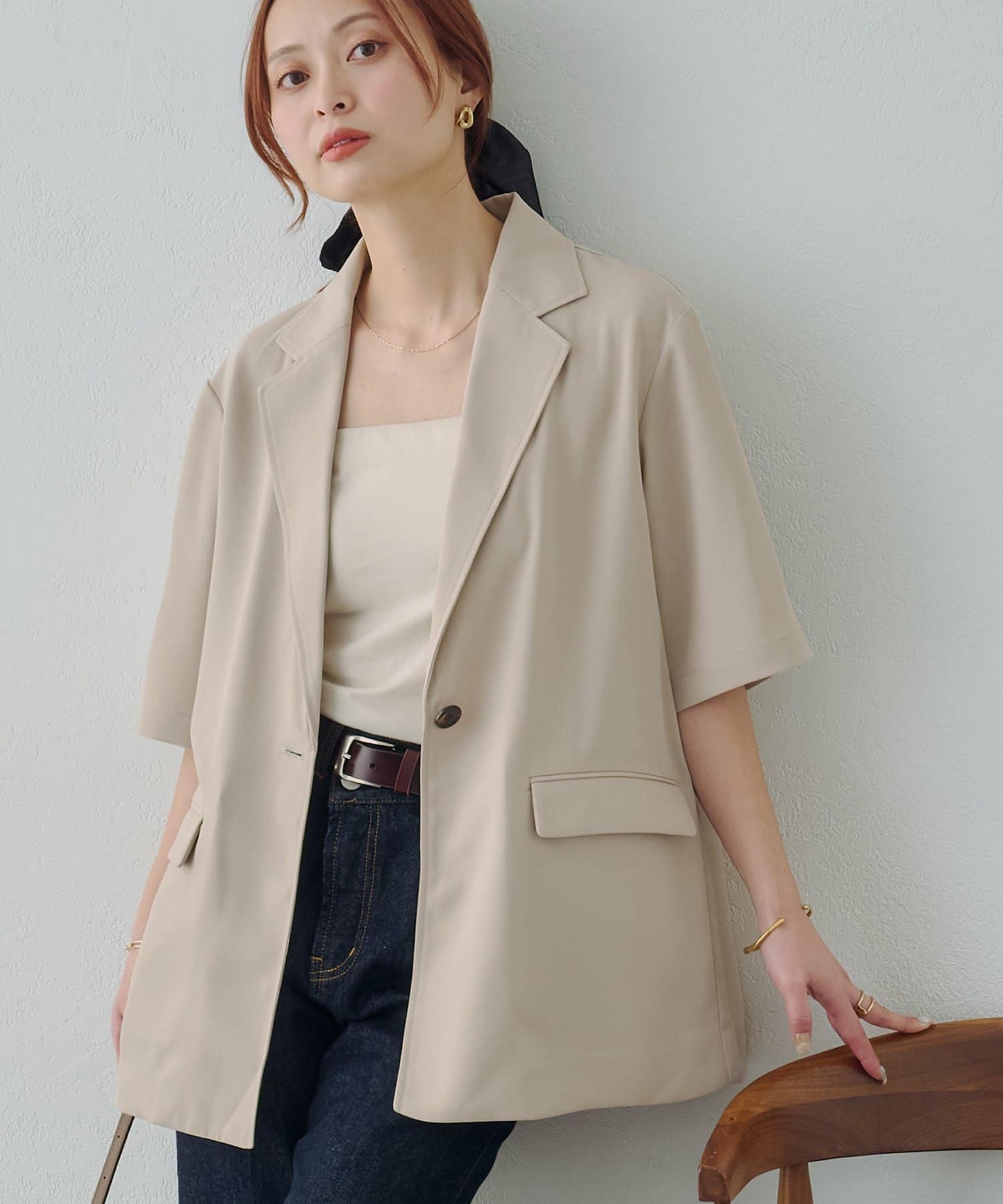 DISCOAT(ディスコート) 【Noka】テーラード半袖ジャケット