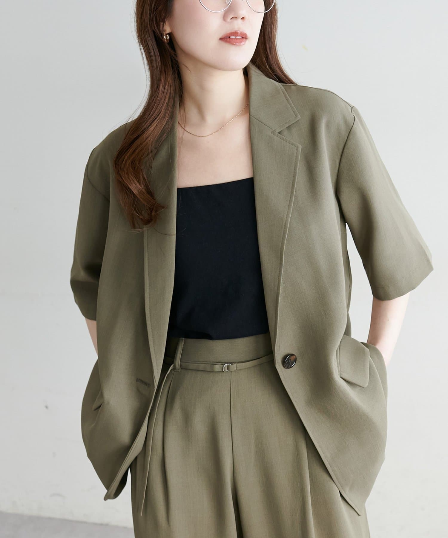 DISCOAT(ディスコート) 【Noka】テーラード半袖ジャケット