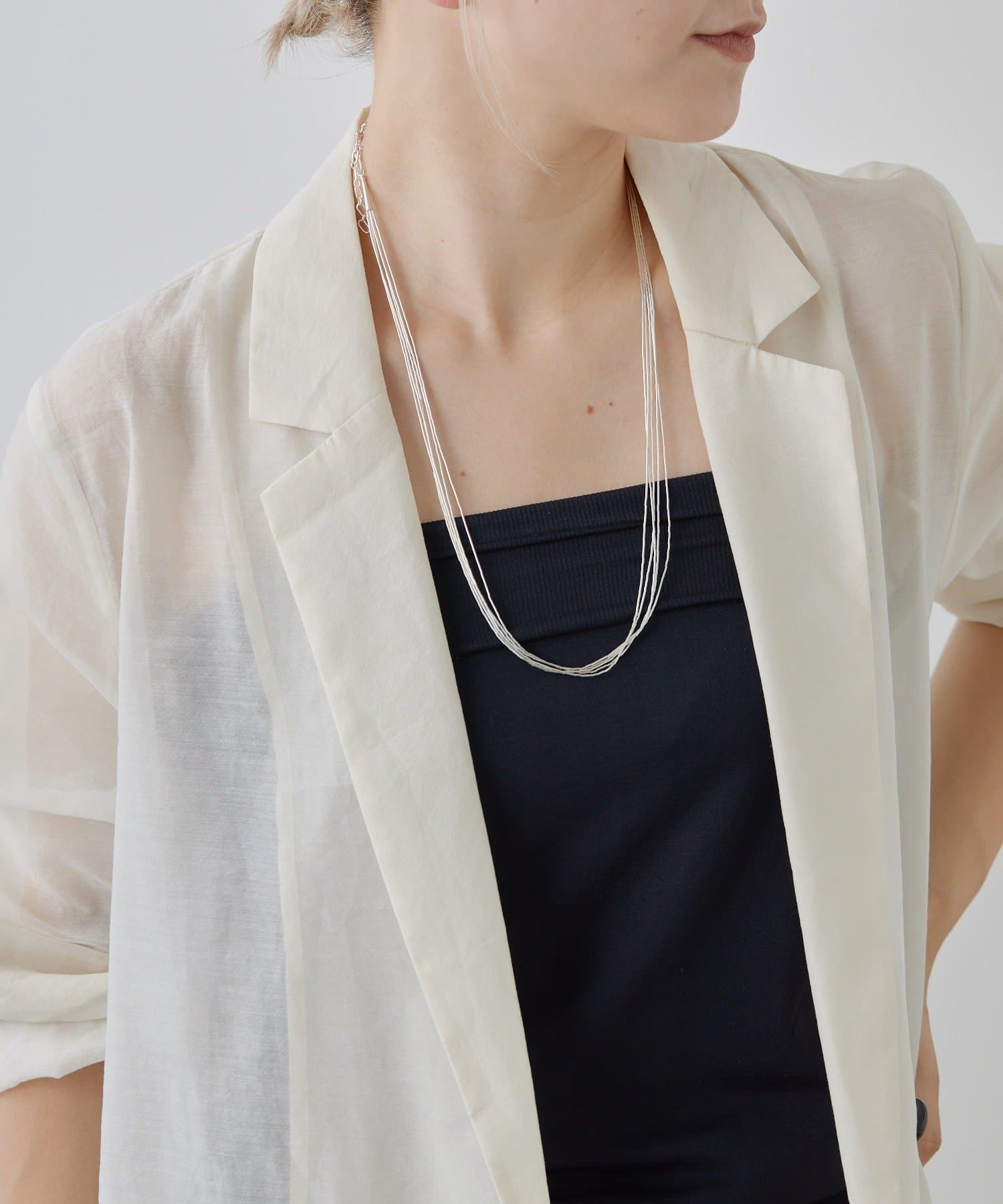 ear PAPILLONNER(イア パピヨネ) 《スターリングシルバー使用》リキッドシルバー5×60ロングネックレス