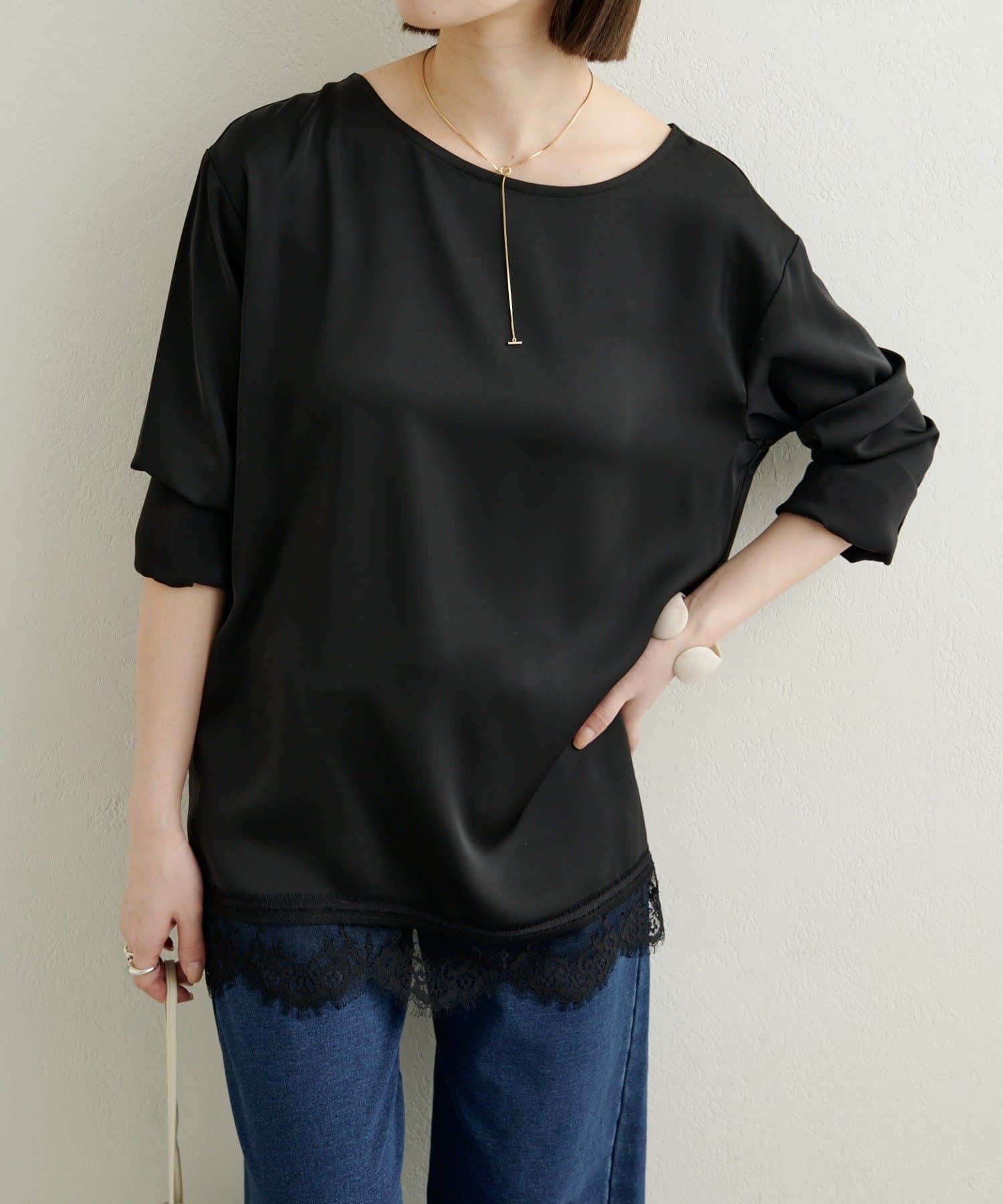 Omekashi(オメカシ) 裾レースTブラウス