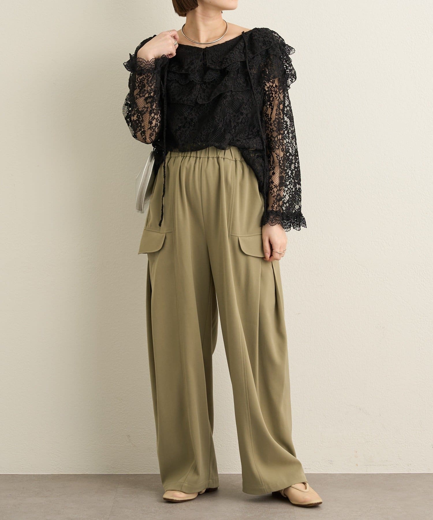 Omekashi(オメカシ) レースラッフルブラウス