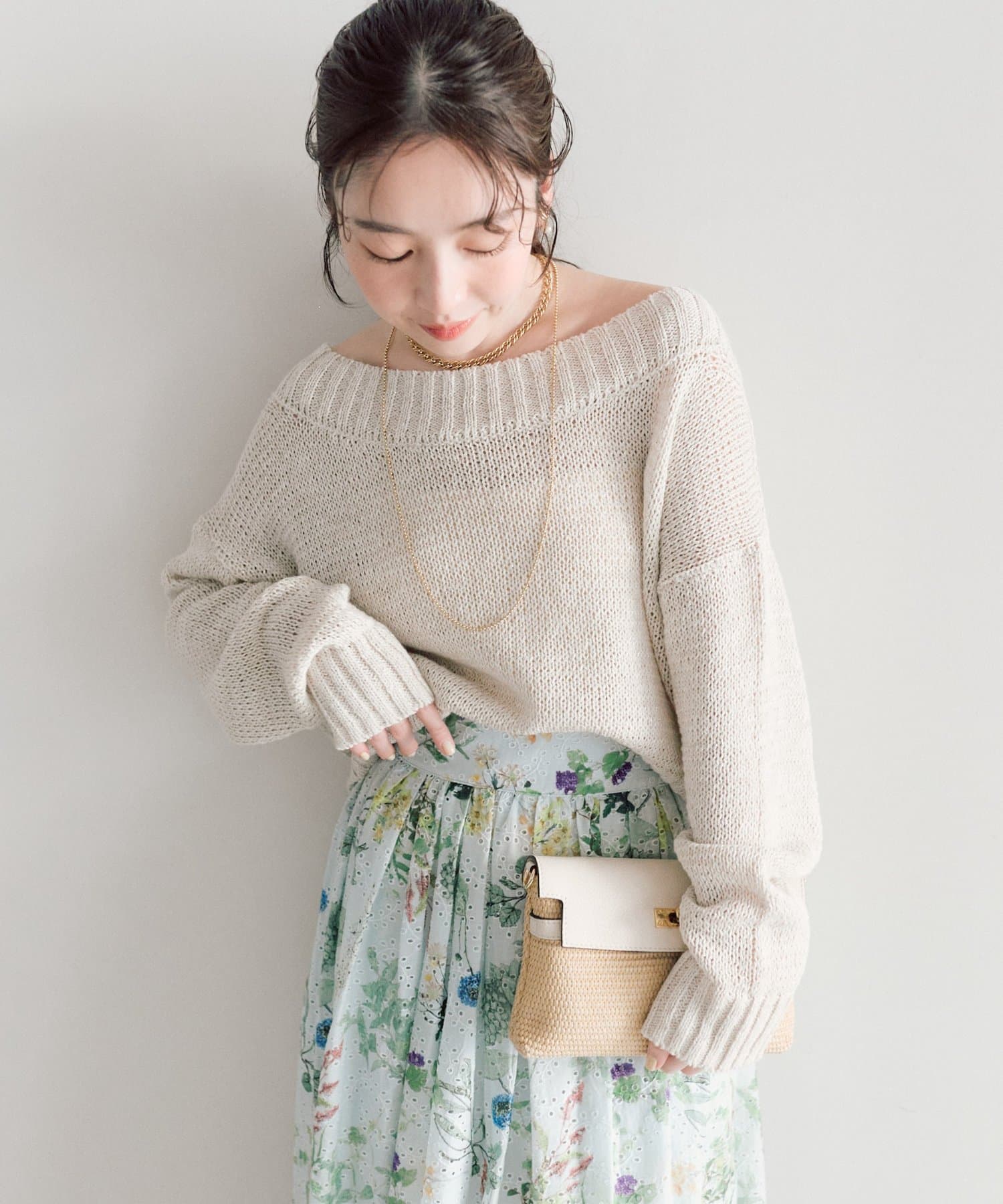 La boutique BonBon(ラブティックボンボン) テープヤーンラメクロップドニット