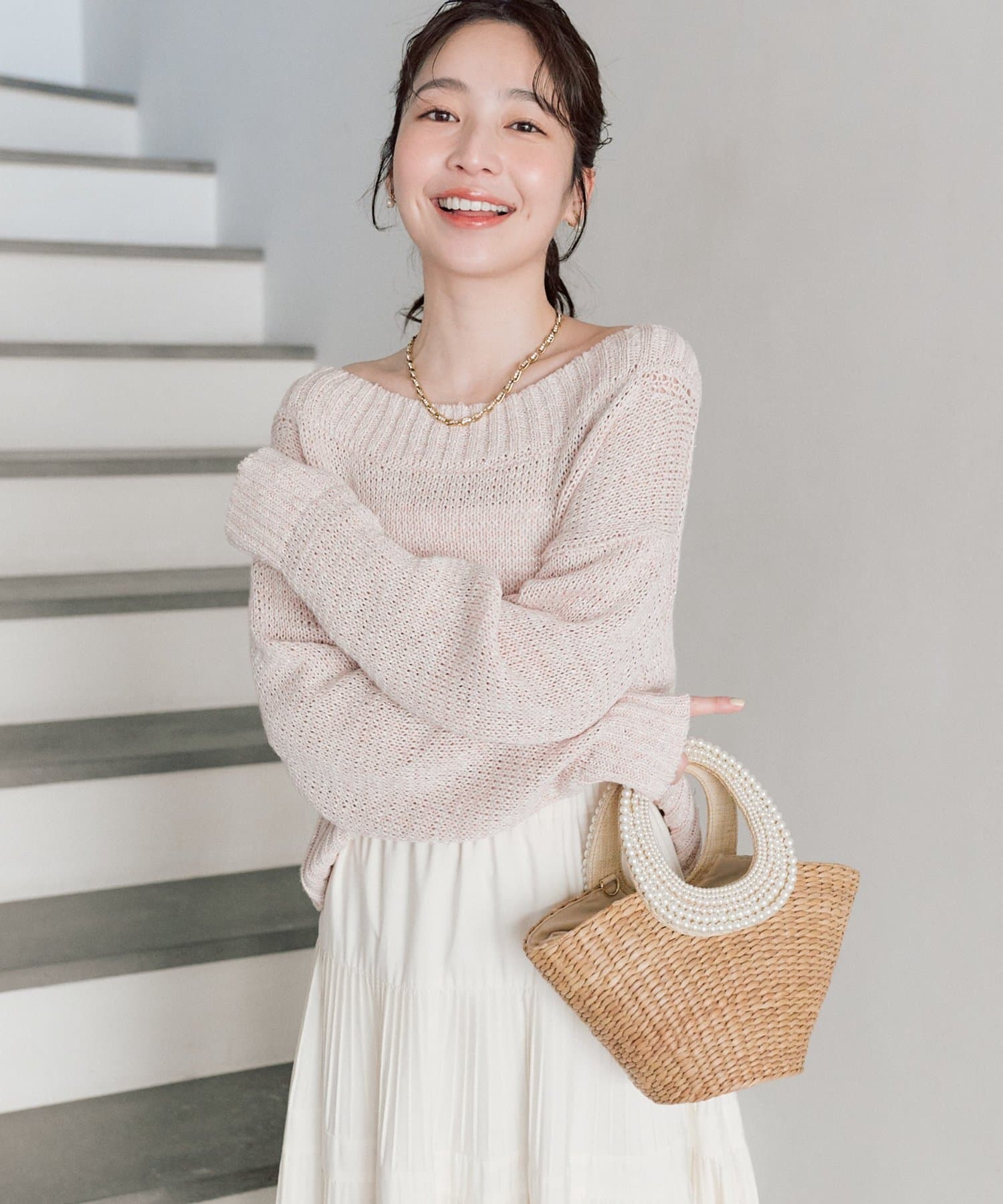 La boutique BonBon(ラブティックボンボン) テープヤーンラメクロップドニット