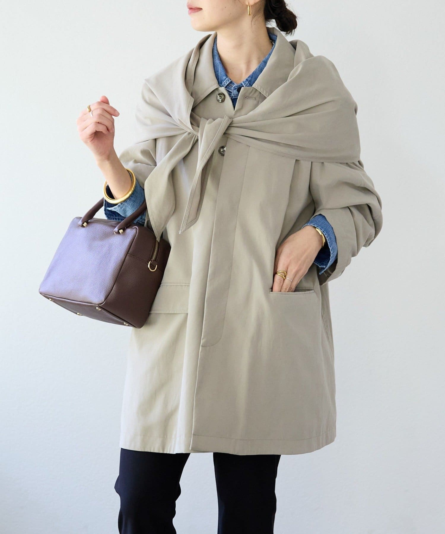 RIVE DROITE(リヴドロワ) 予約【鮮度ある着こなしに】ストール付きテントコート