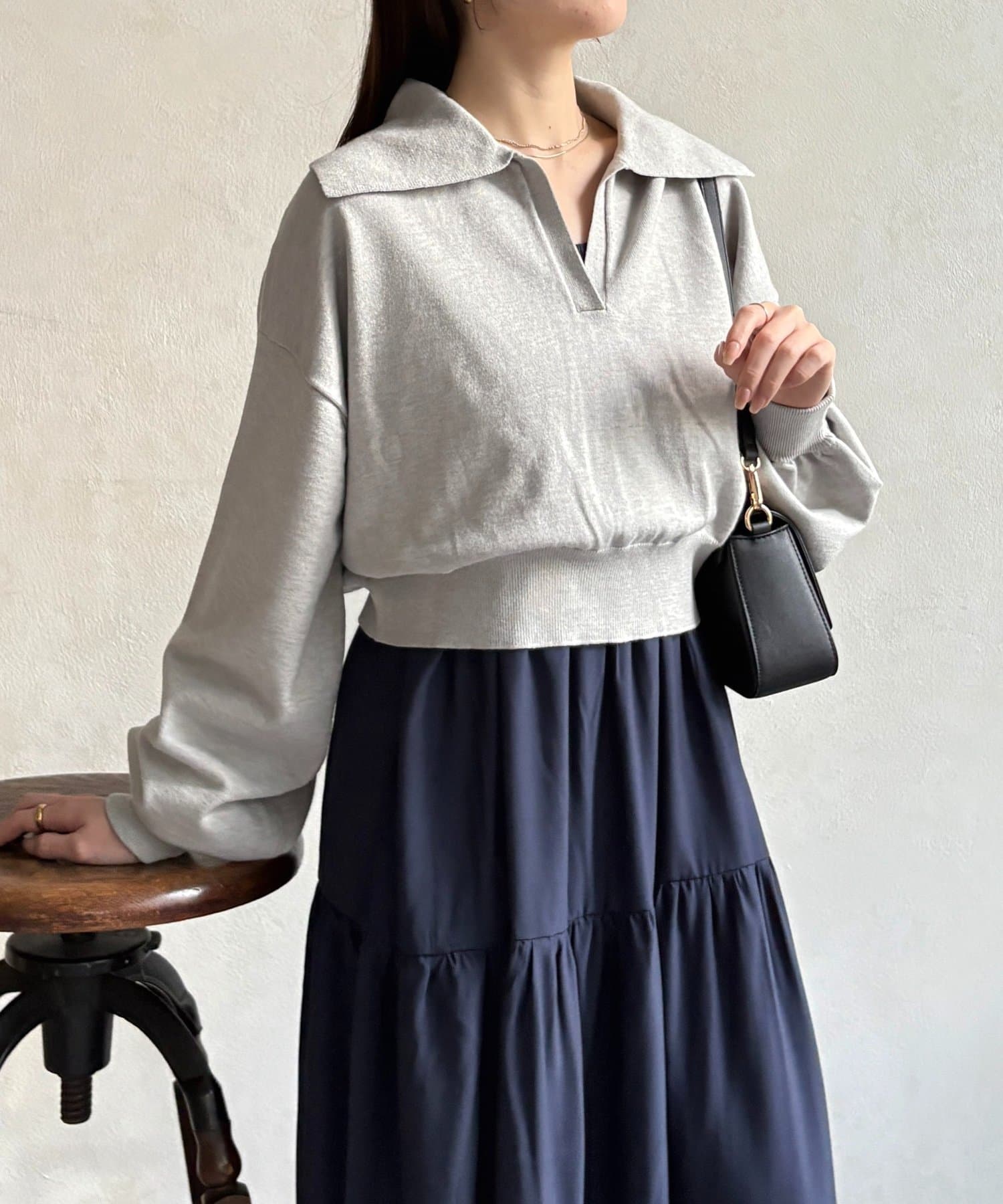 Thevon.(ゼヴォン) 襟付きニットセットキャミワンピース