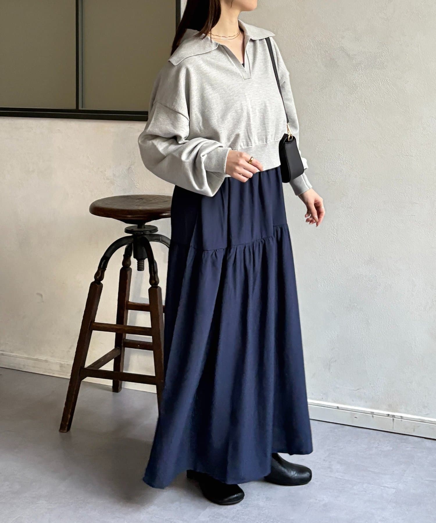 Thevon.(ゼヴォン) 襟付きニットセットキャミワンピース