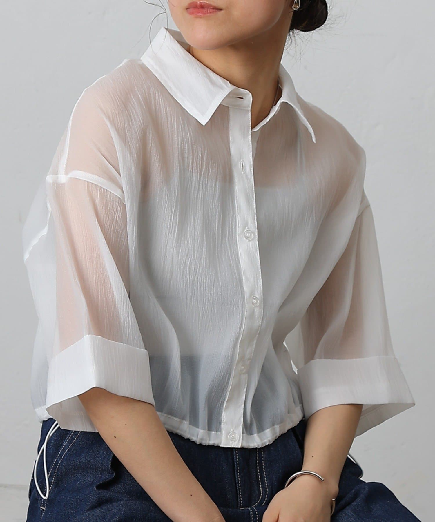 COLONY 2139(コロニー トゥーワンスリーナイン) 【リバイバル】シアー裾ドロストワイドスリーブシャツ